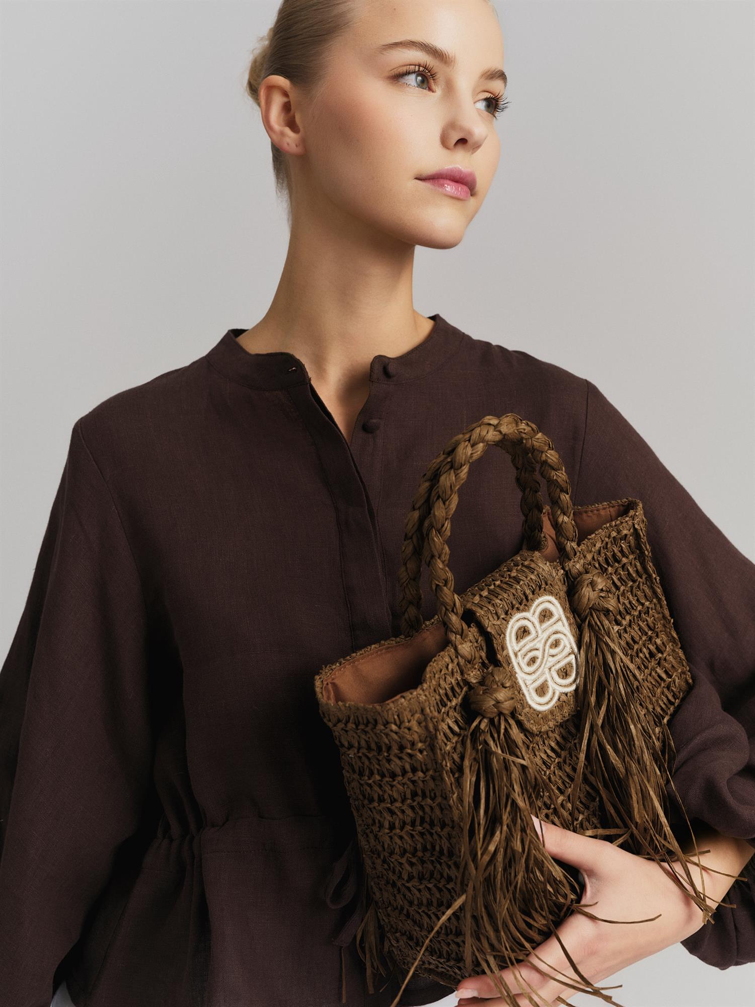 Sigrid Straw Bag Brown - Beige