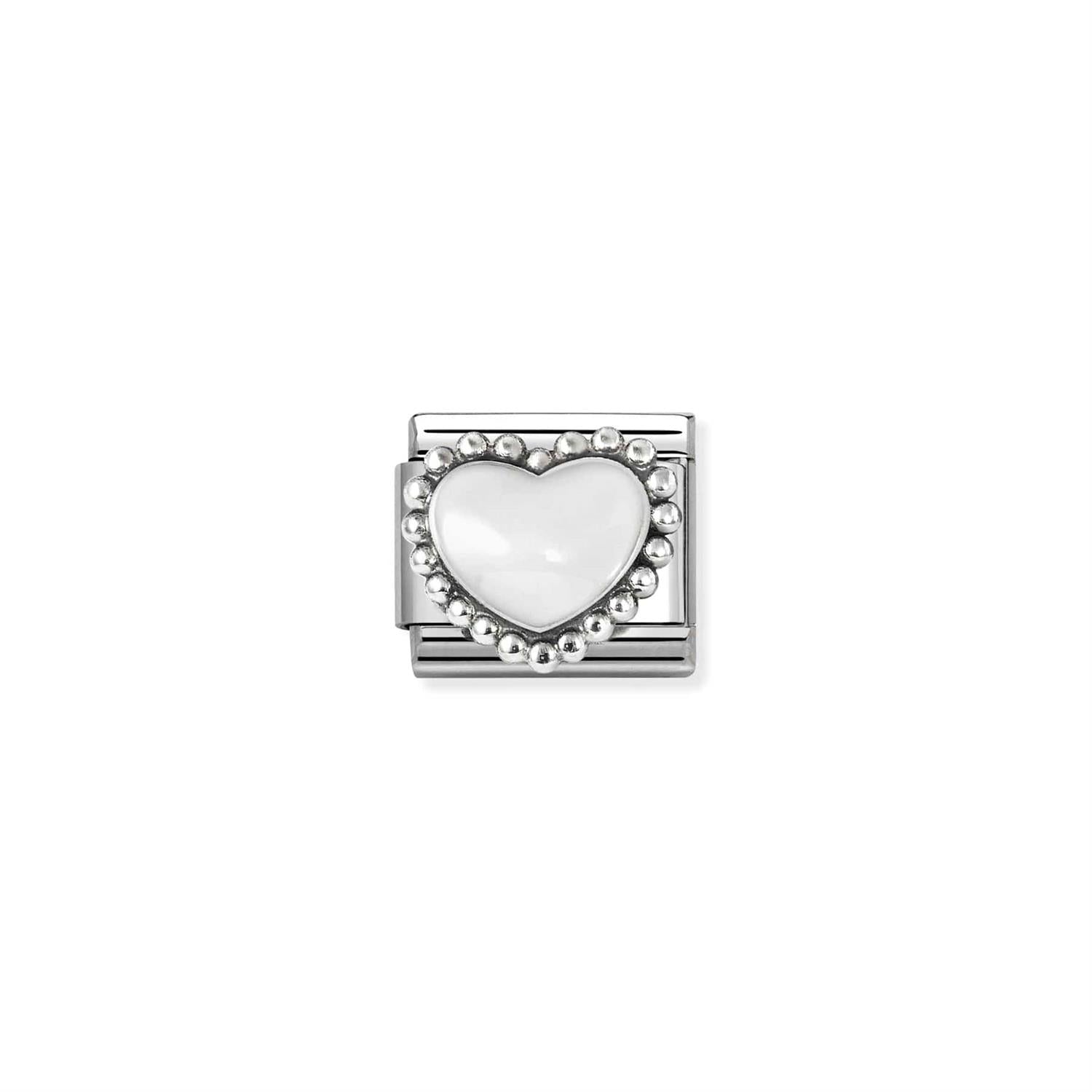 White Raised Heart - Silver