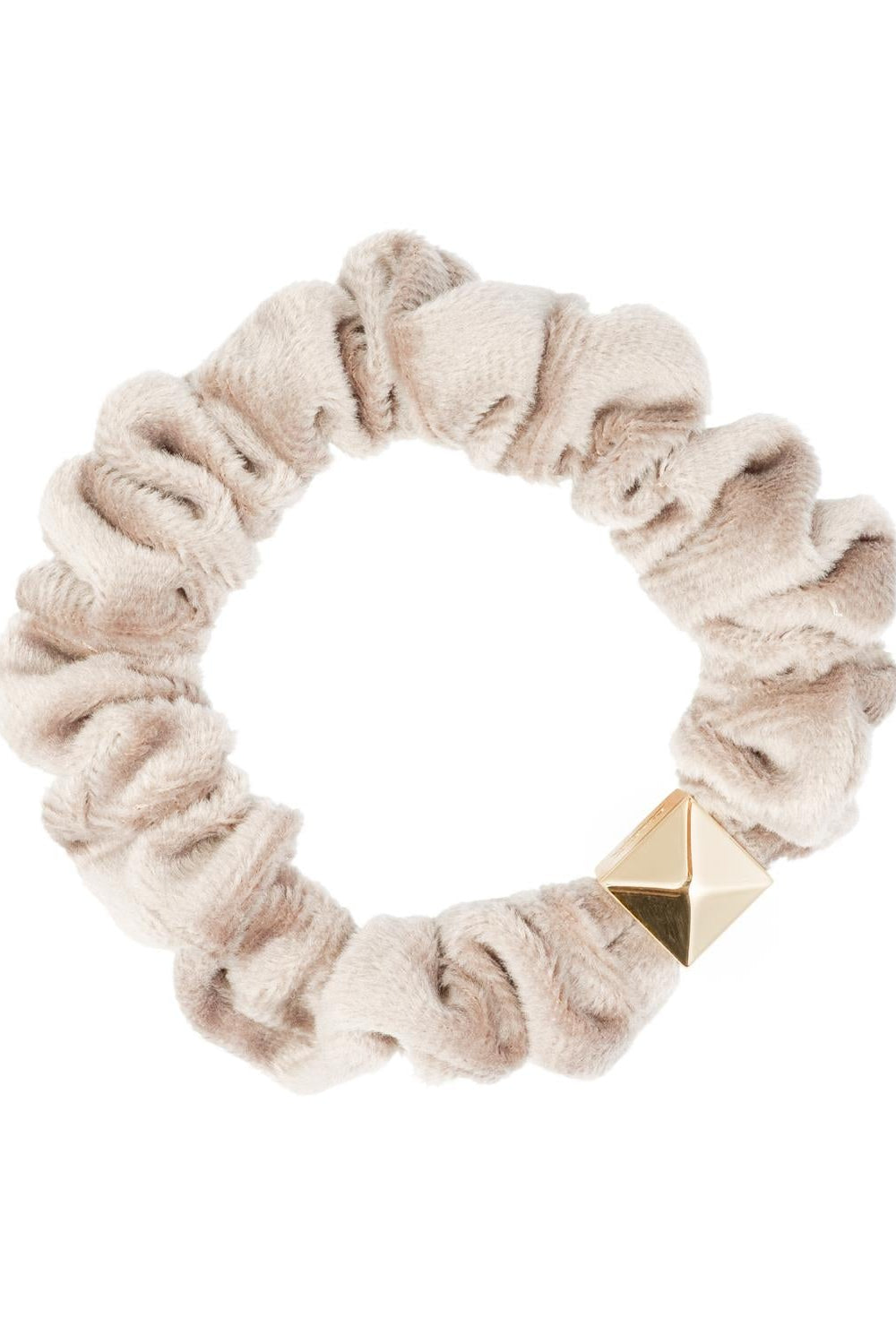 Velvet Mini Scrunchie Dark Sand - Beige