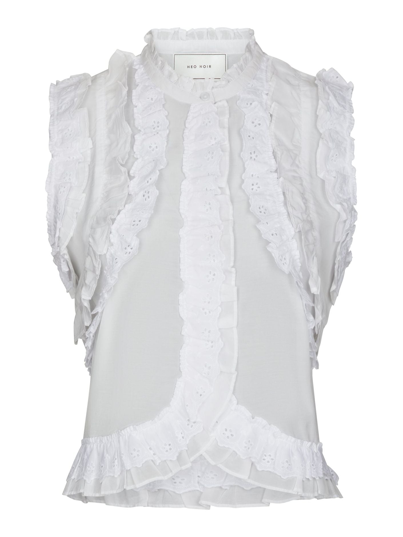 Celia ruffle top white - White