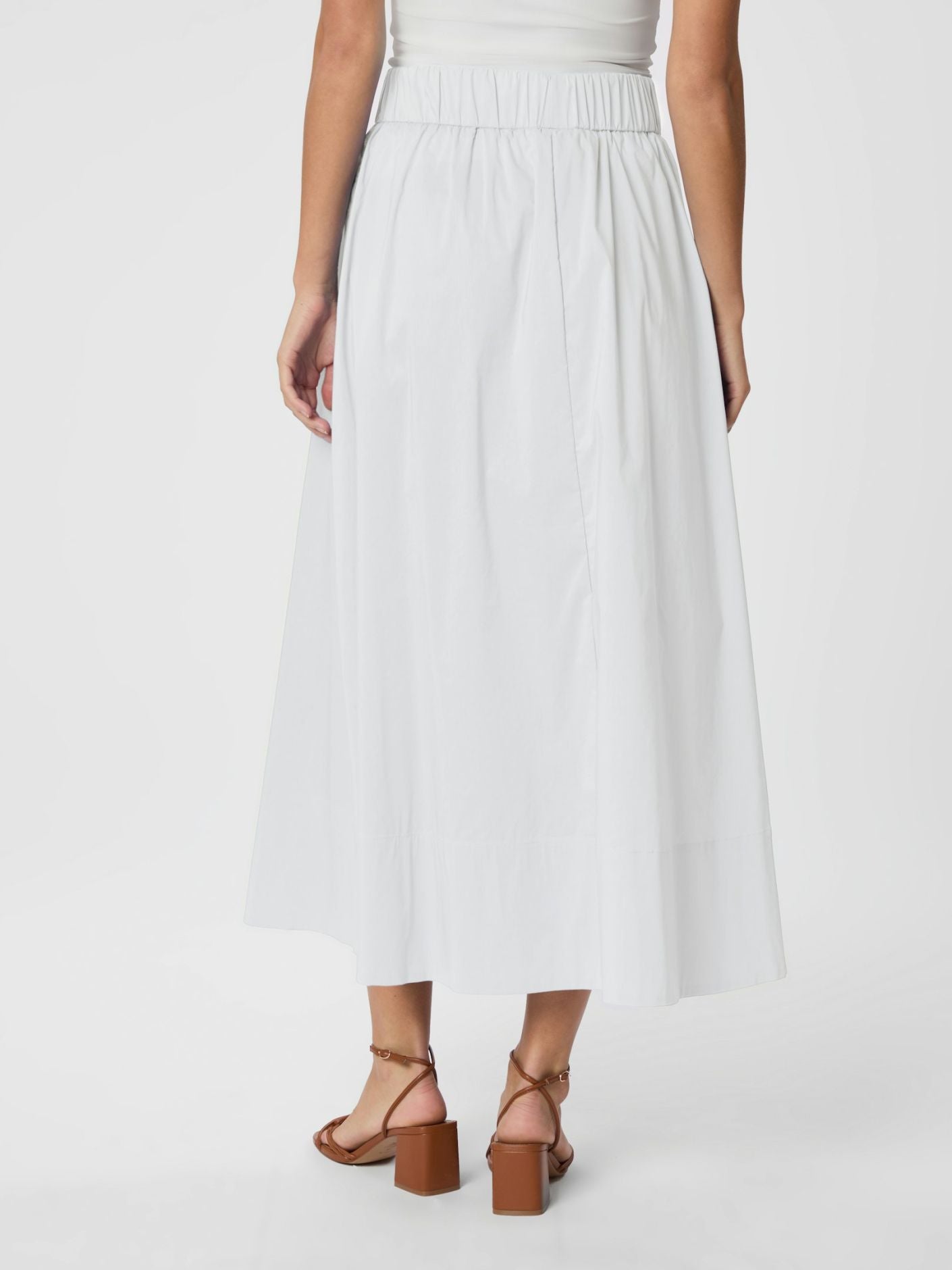 Yara Long Poplin Skirt White - White