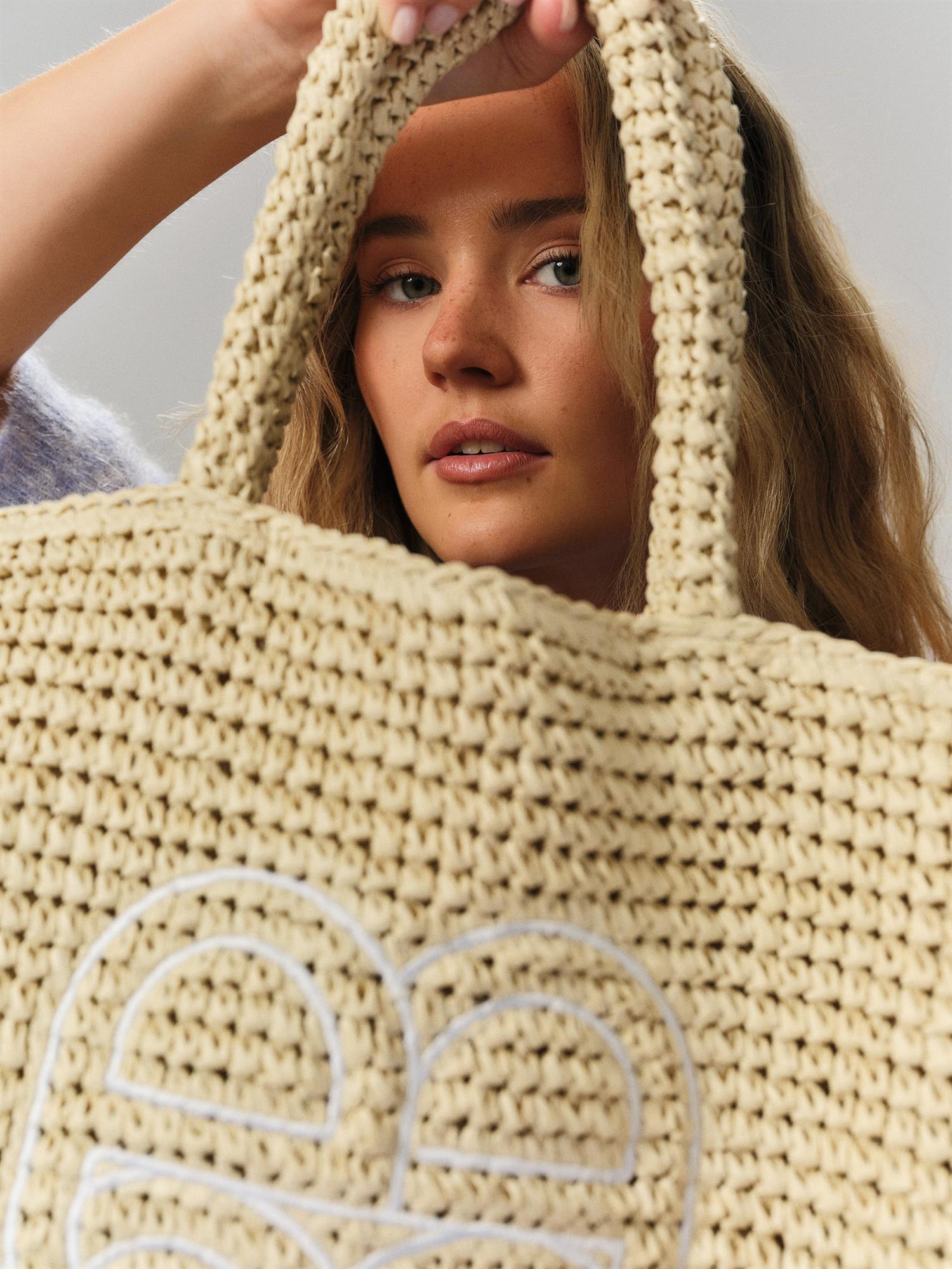 Lene Straw Bag Beige - Beige