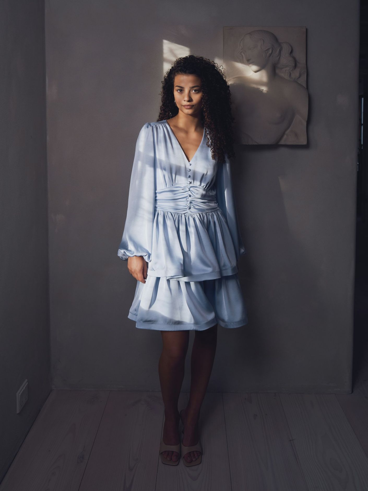 Rivana Heavy Sateen Dress Light Blue - Sky Blue