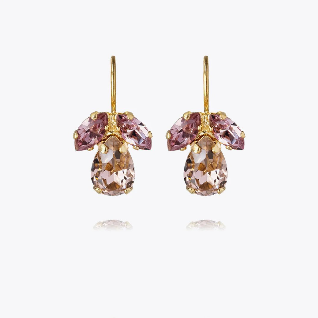 Petite Timo Gold Vintage Rose/Light Amethyst Earrings - Gold