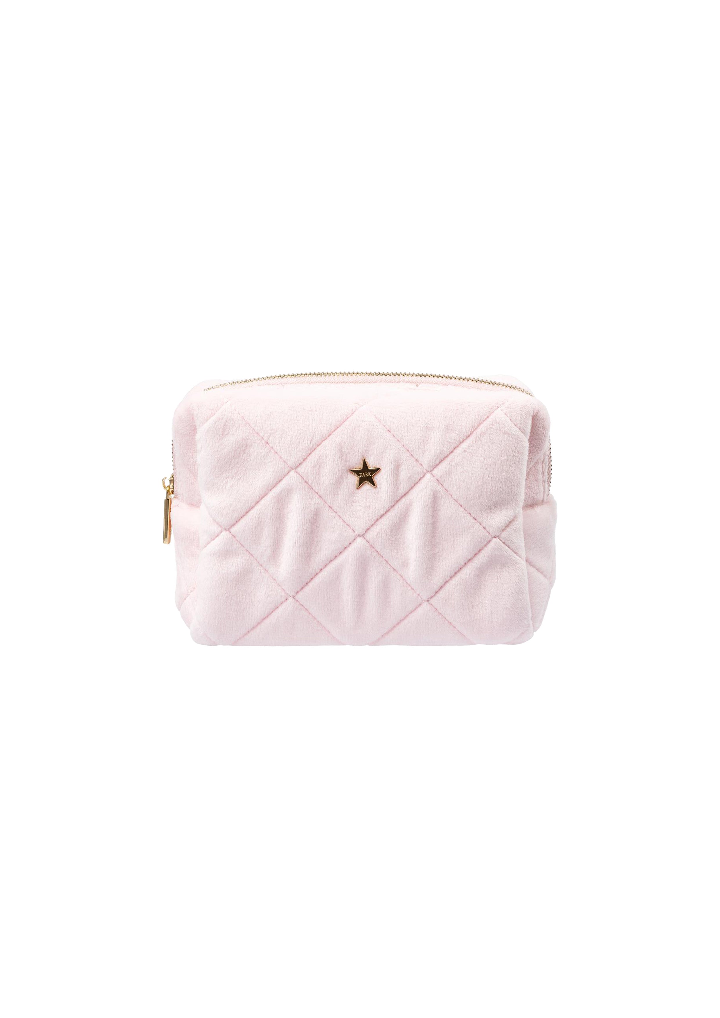 Velvet Square Quilted Make-Up Pouch Small Cotton Candy - Pink