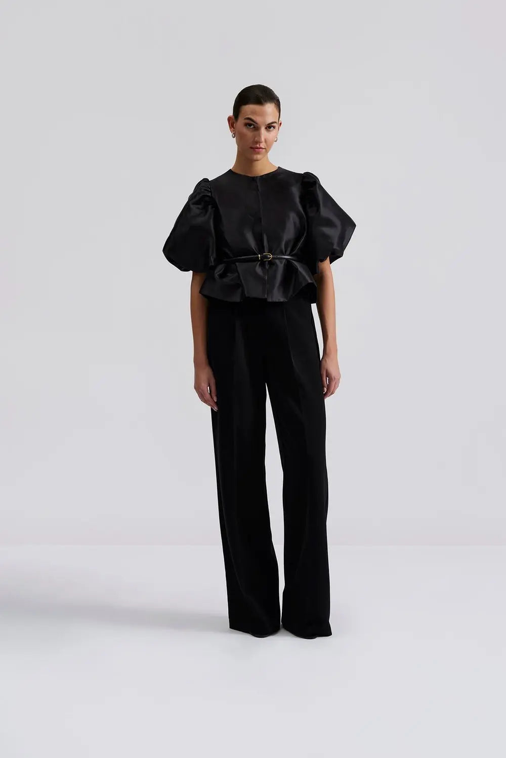 Cleo Pouf Sleeve Blouse Black - Black