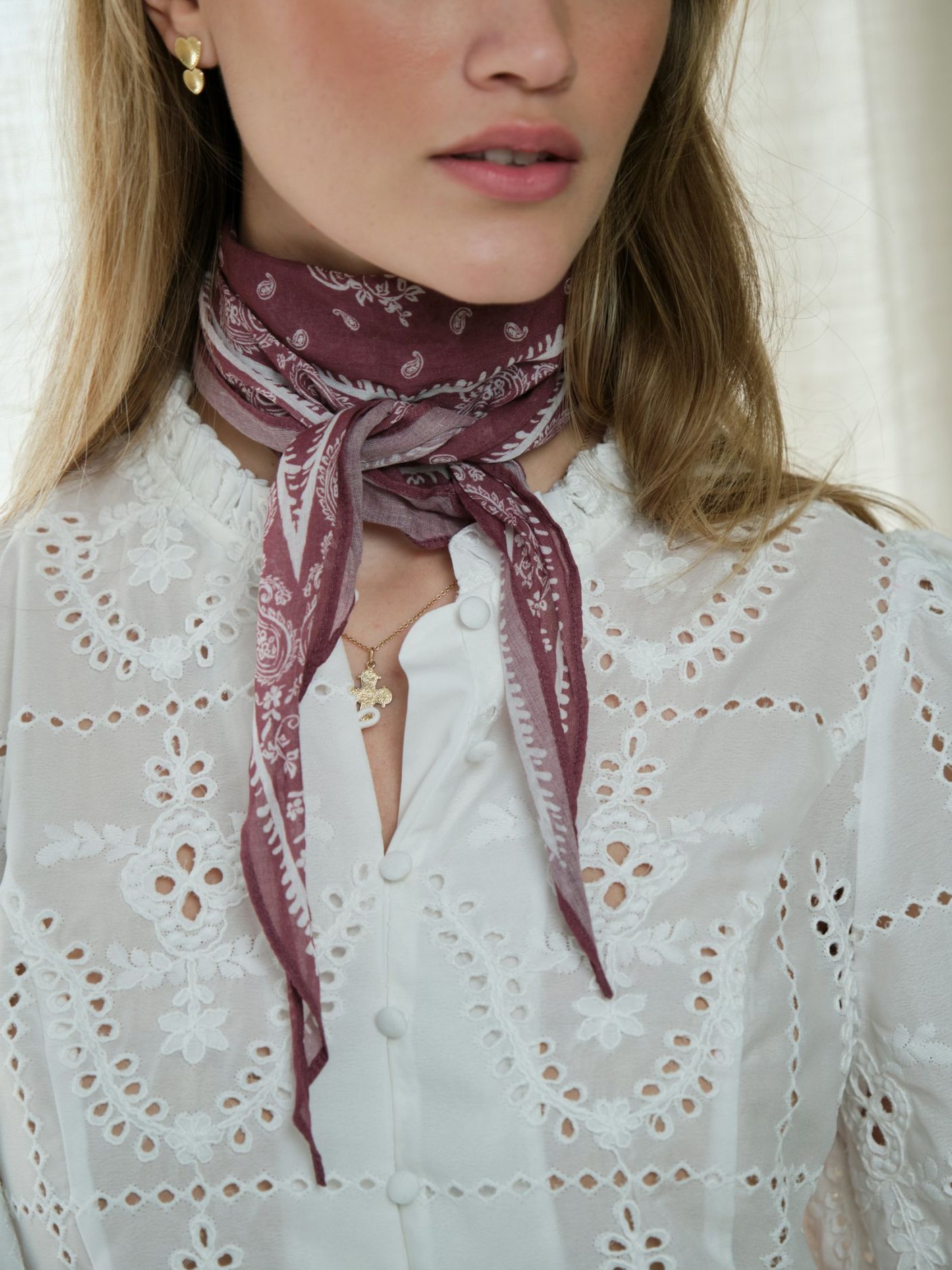 Kinessa Paisley Scarf Dark Rose - Burgundy