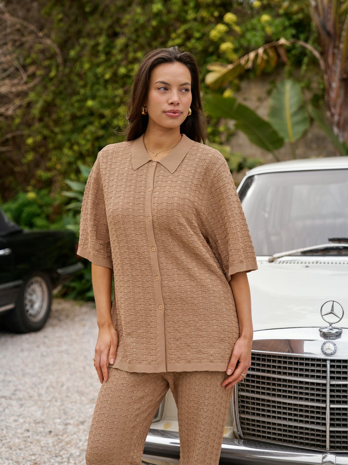 Sette Fine Crochet Blouse Taupe - Beige