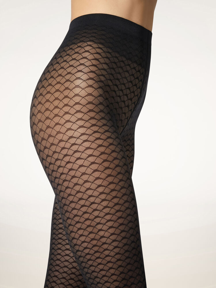 Graphic Pattern Tights Black - Black