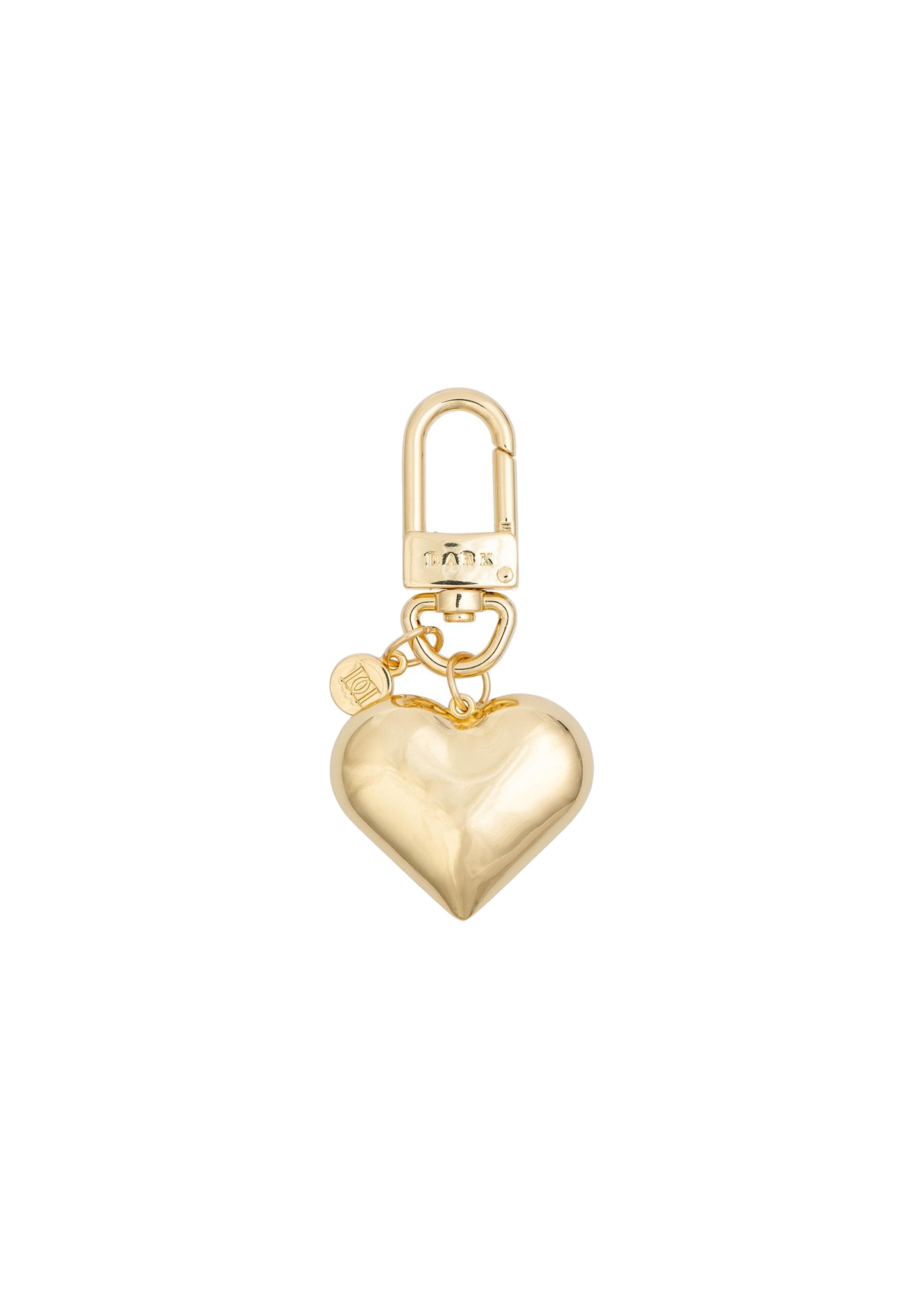 Metal Sign Bag Charm Heart - Gold