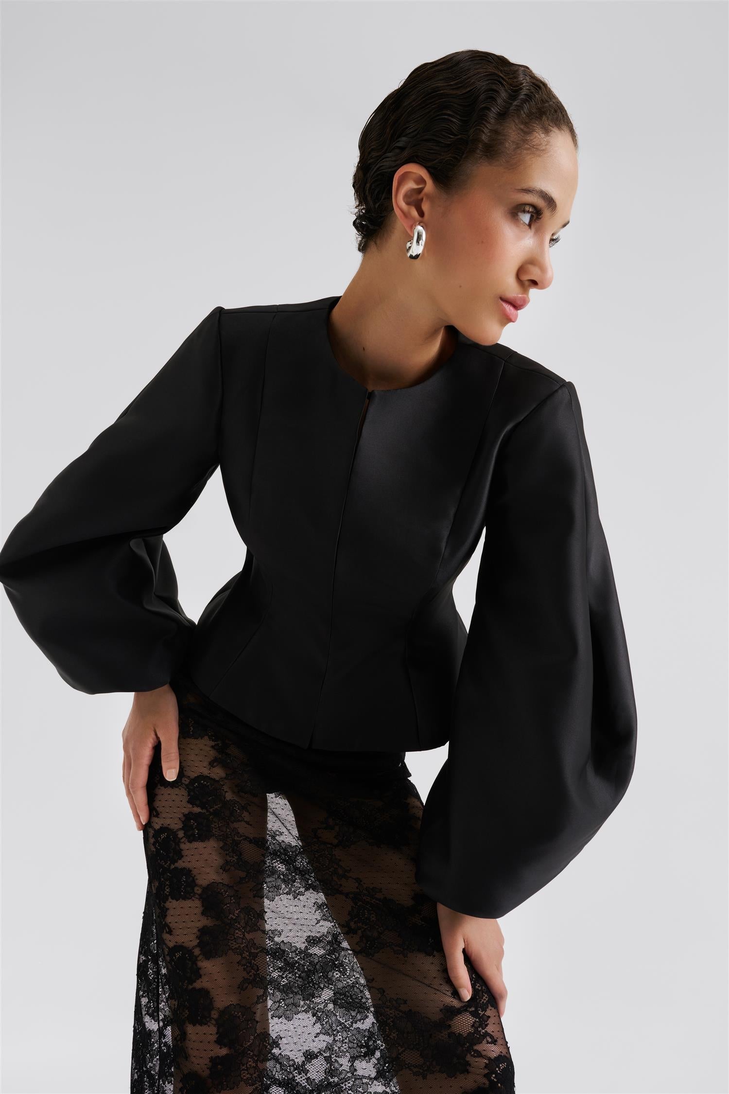 Vendela Balloon Sleeve Blouse Black - Black