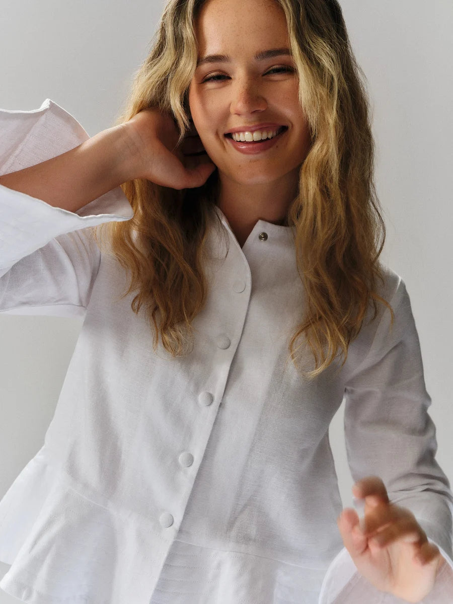 Maren Linen Jacket White - White