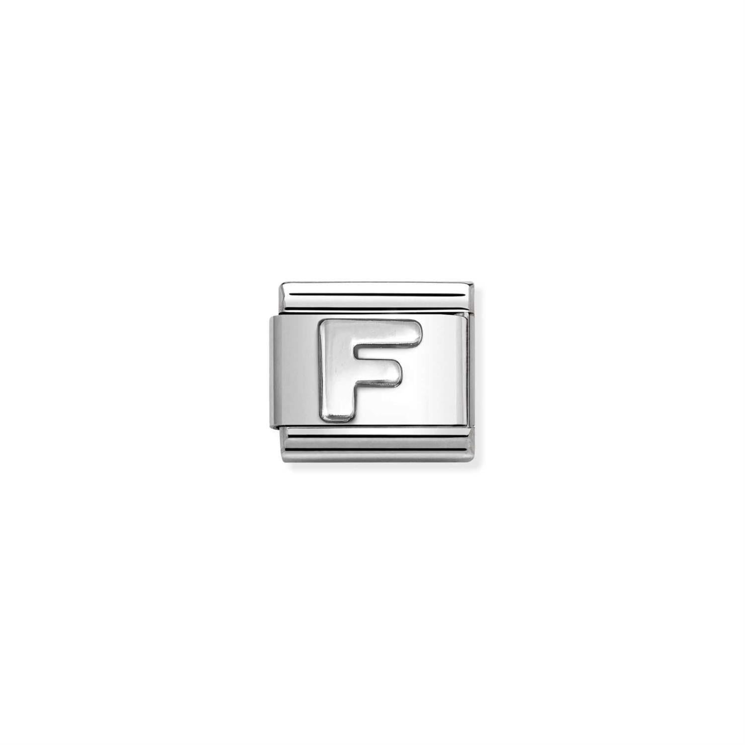 Letter F Silver Link Charm - Silver