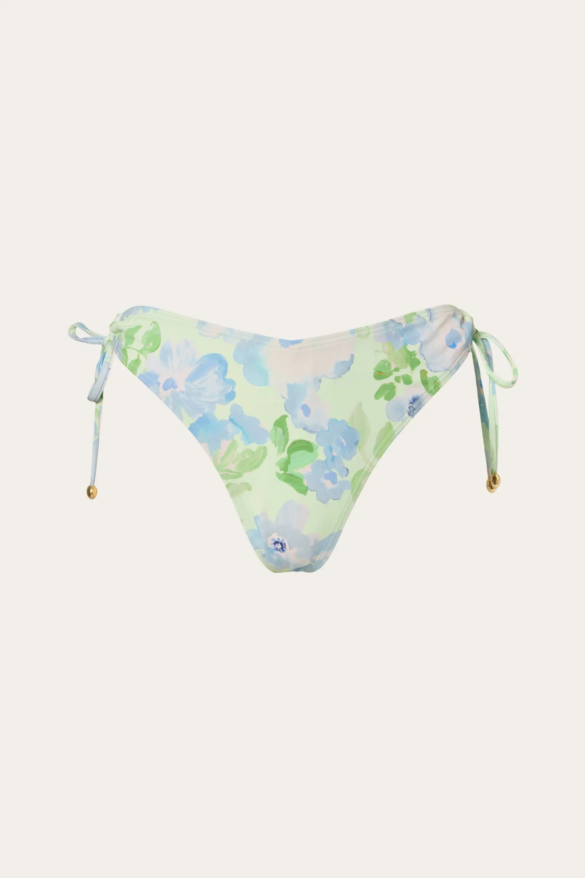 Blanka Printed Drawstring Bikini Bottom Pastel Floral Pistachio - Sage