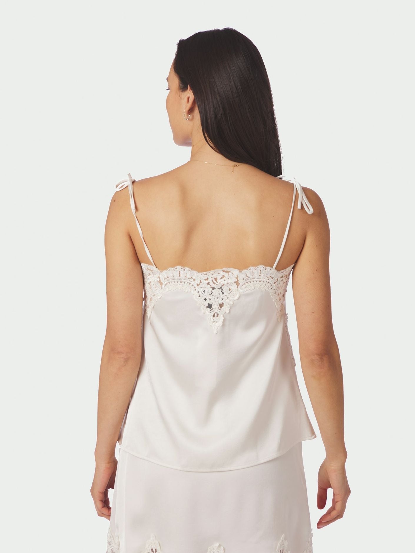 Kaela Heavy Sateen Lace Top Pearl - Off-White