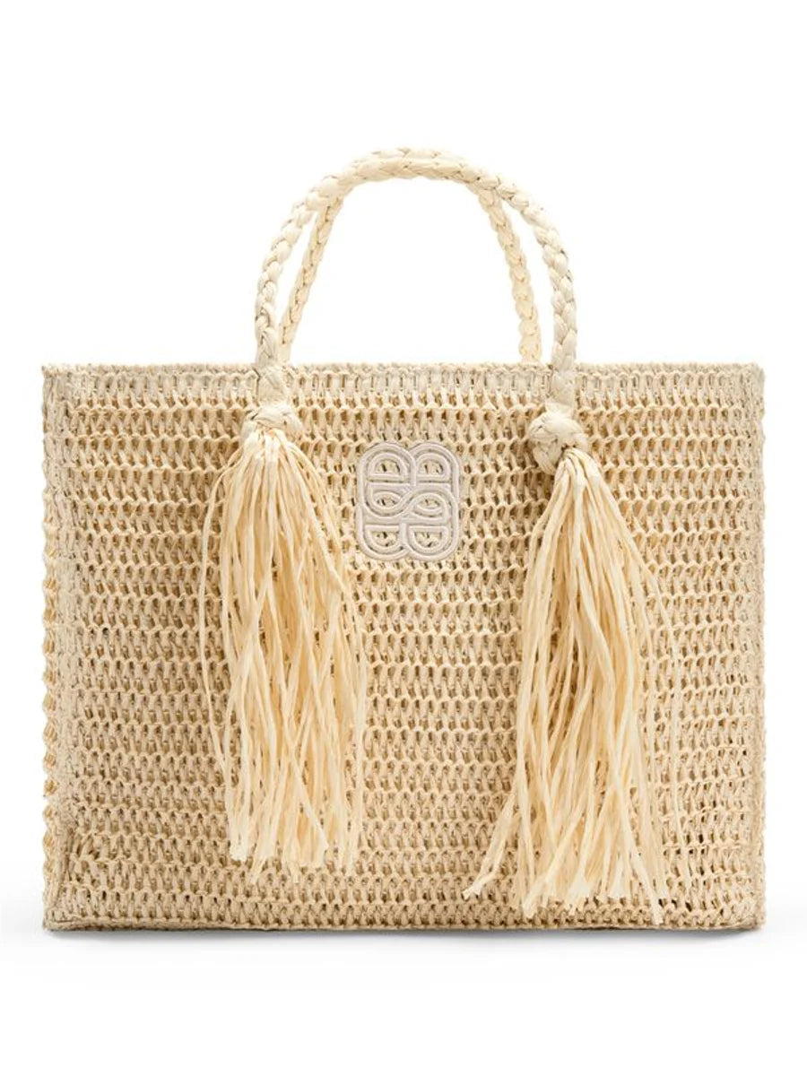 Rikke Straw Bag Beige - Beige