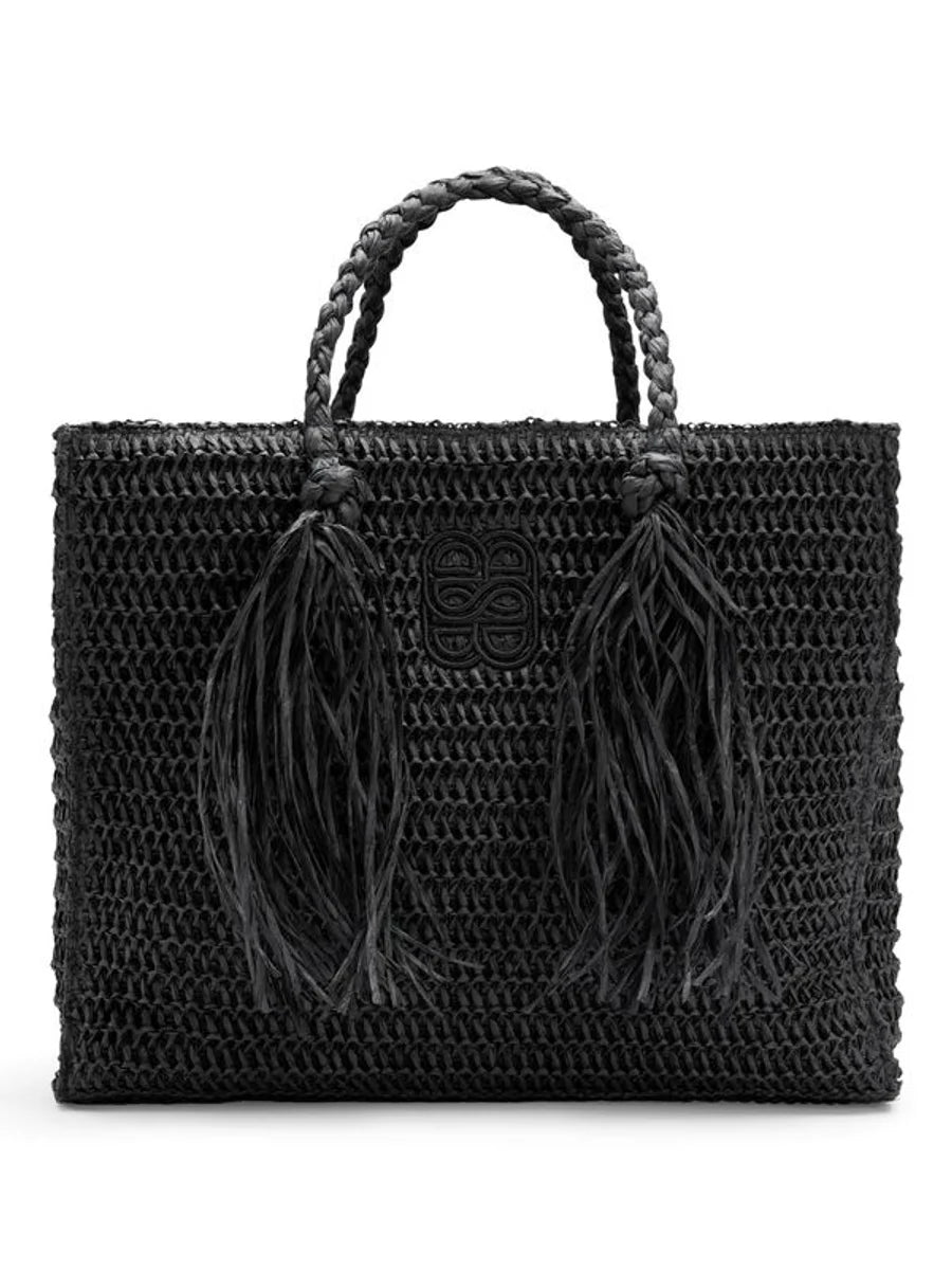 Rikke Straw Bag Black - Black