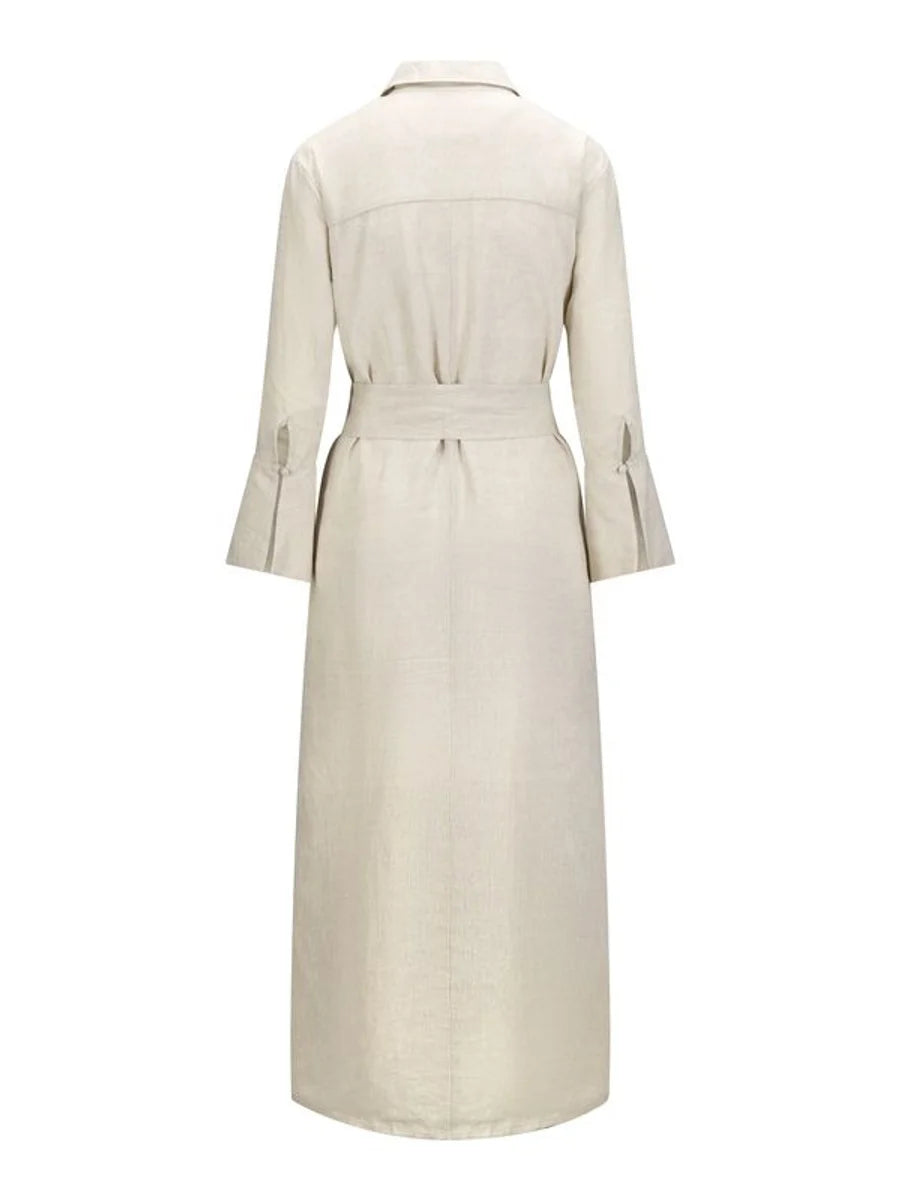 Linny Linen Dress Beige Melange - Beige