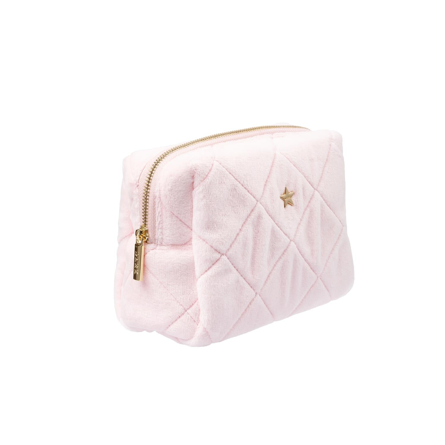 Velvet Square Quilted Make-Up Pouch Small Cotton Candy - Pink