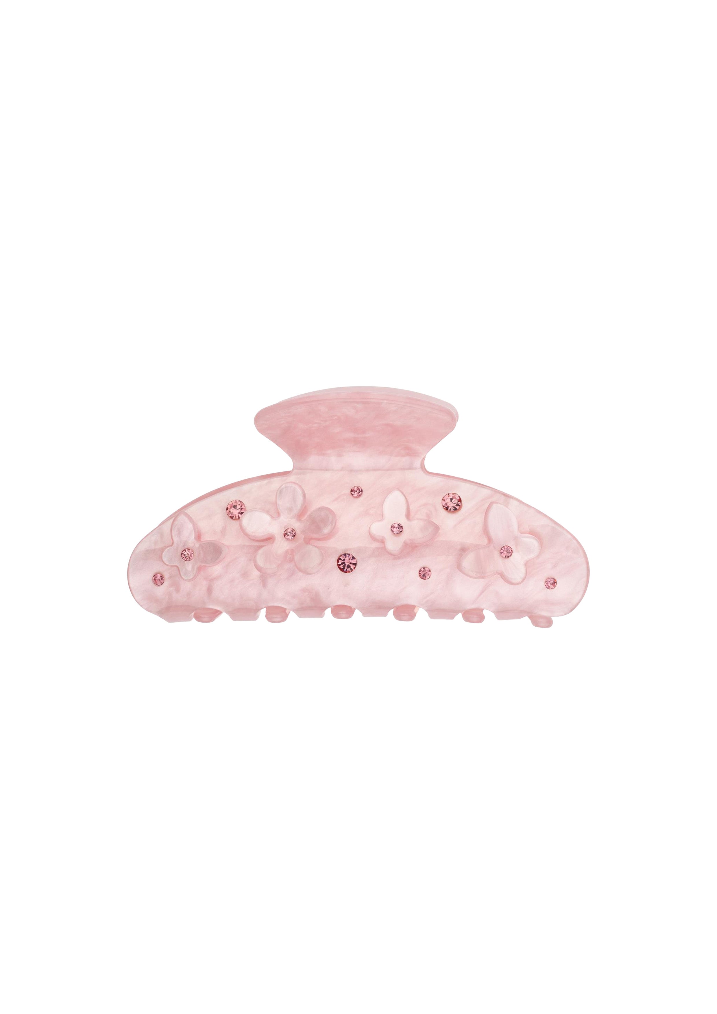 Flower & Butterfly Hair Claw Pale Rose - Pink