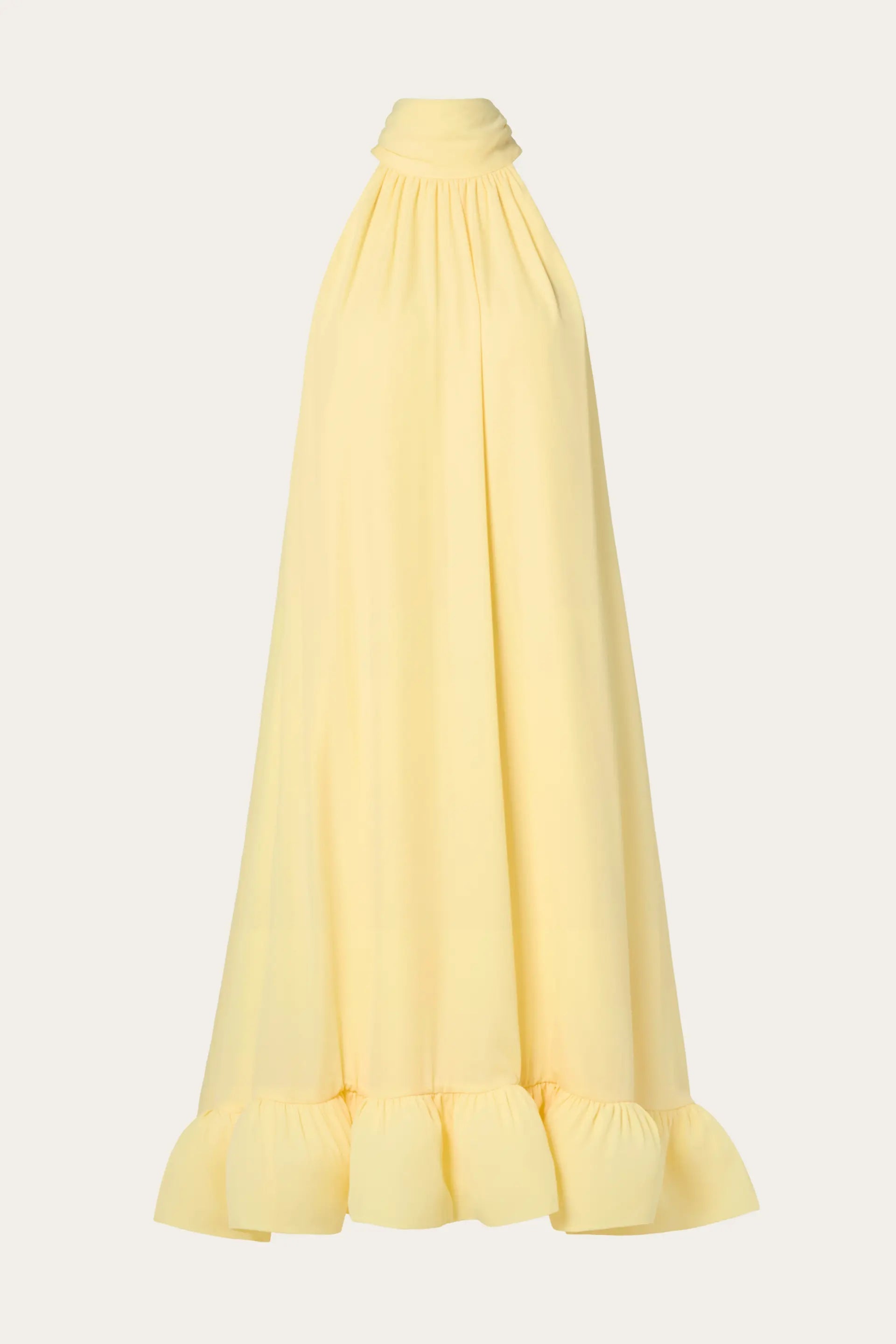 Sabrina Halterneck Ruffled Midi Dress Light Lemon - Yellow