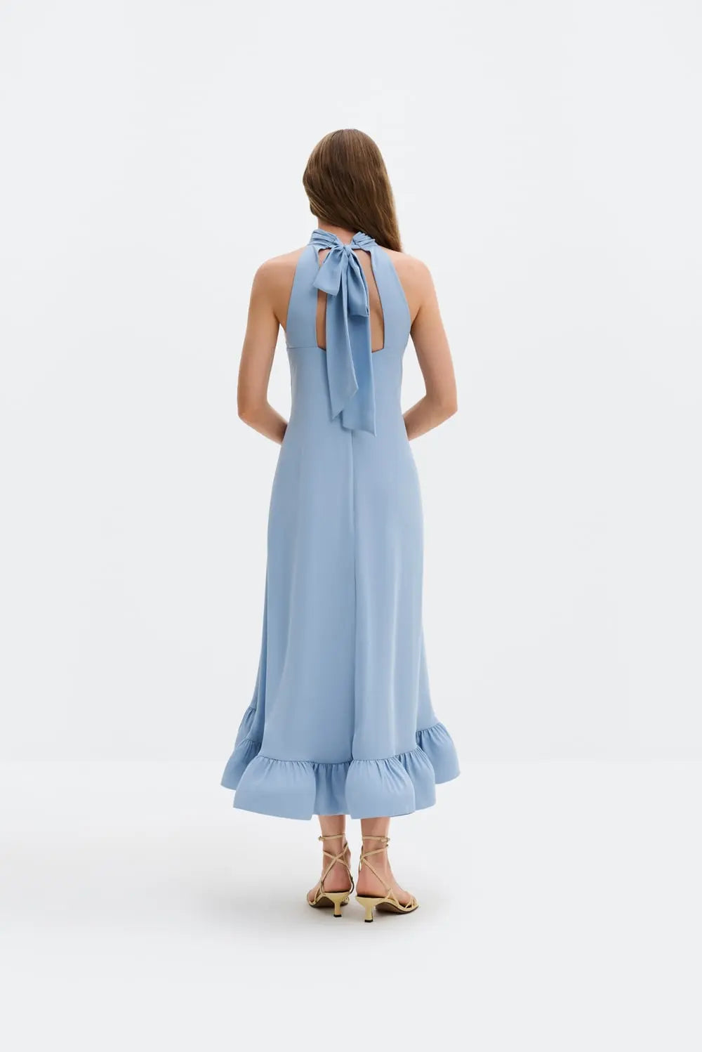 Sabrina Halterneck Ruffled Maxi Sky - Sky Blue