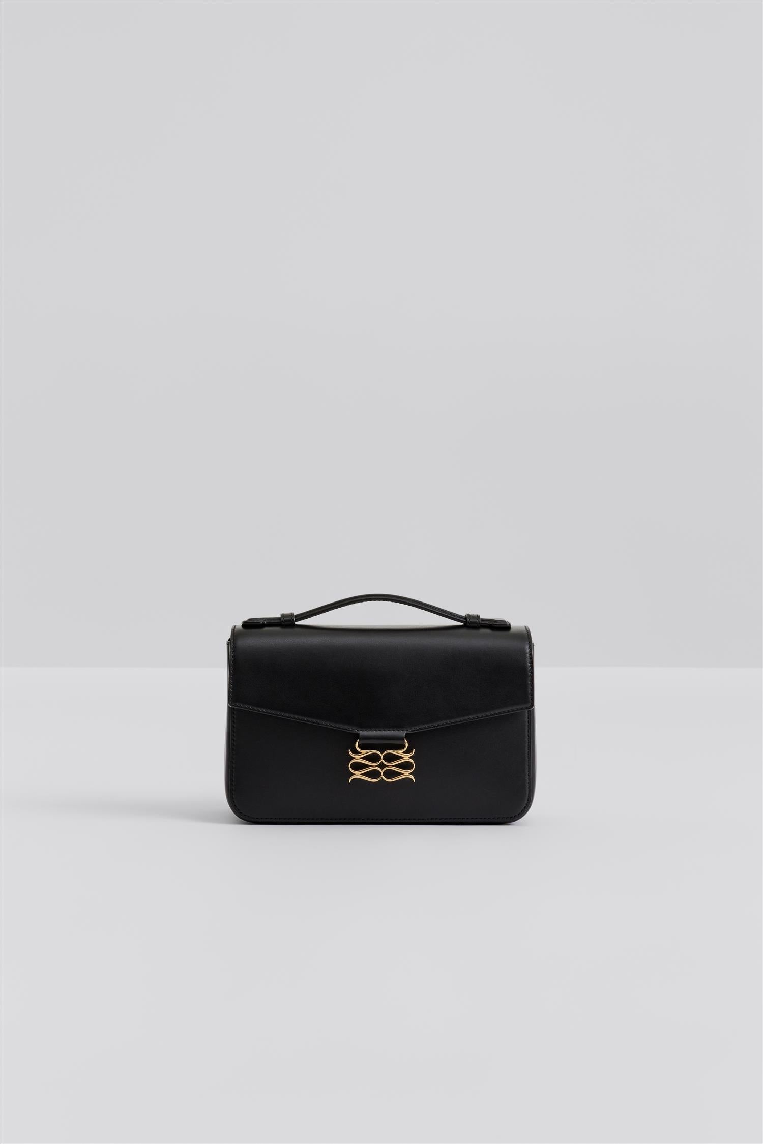 Monogram Leather Shoulder Bag Black - Black