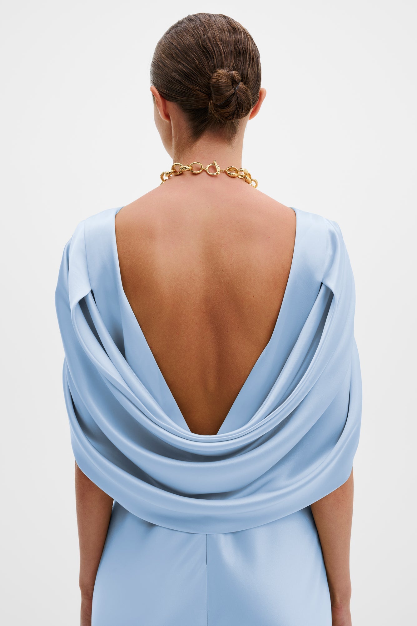 Louise Draped Back Maxi Dress Dusty Blue - Sky Blue