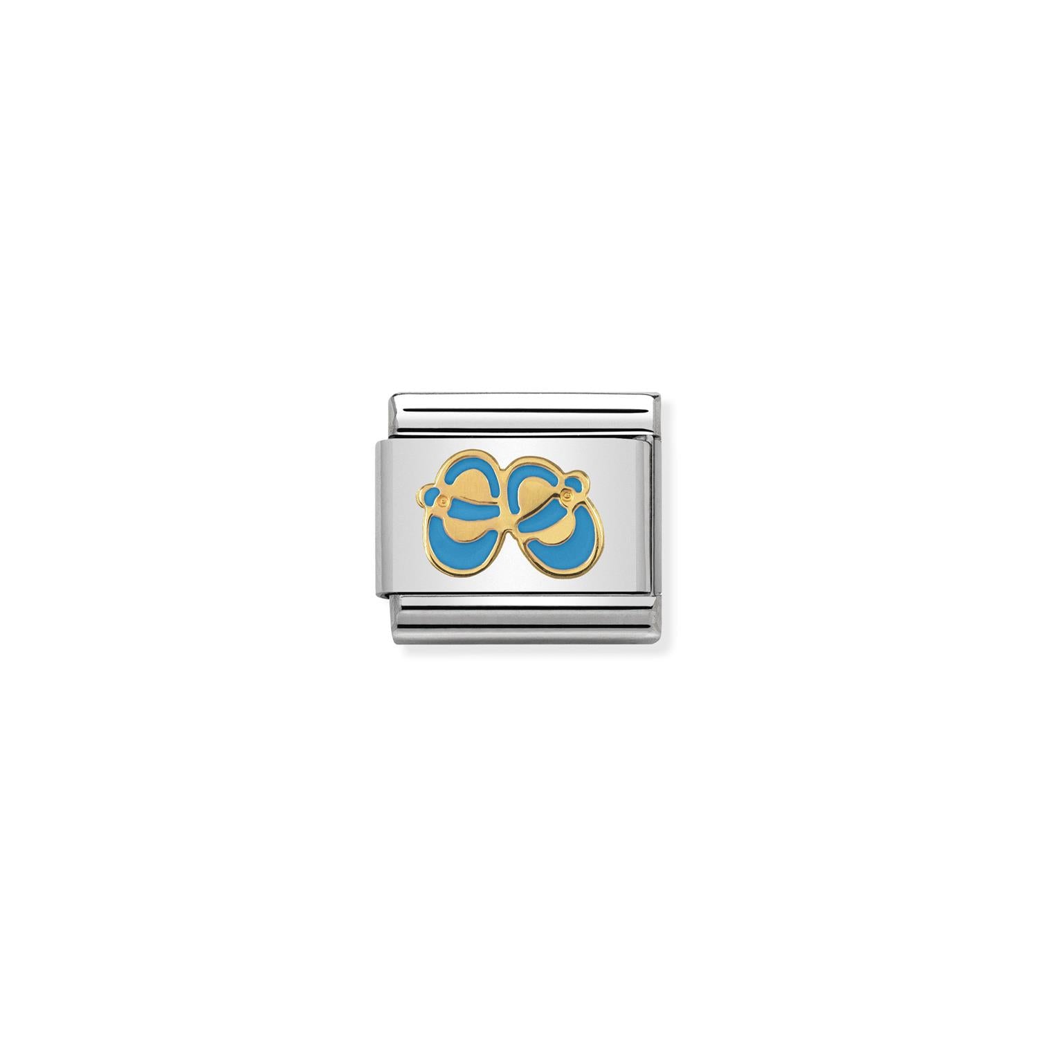 Light Blue Baby Shoes Charm Link - Sky Blue