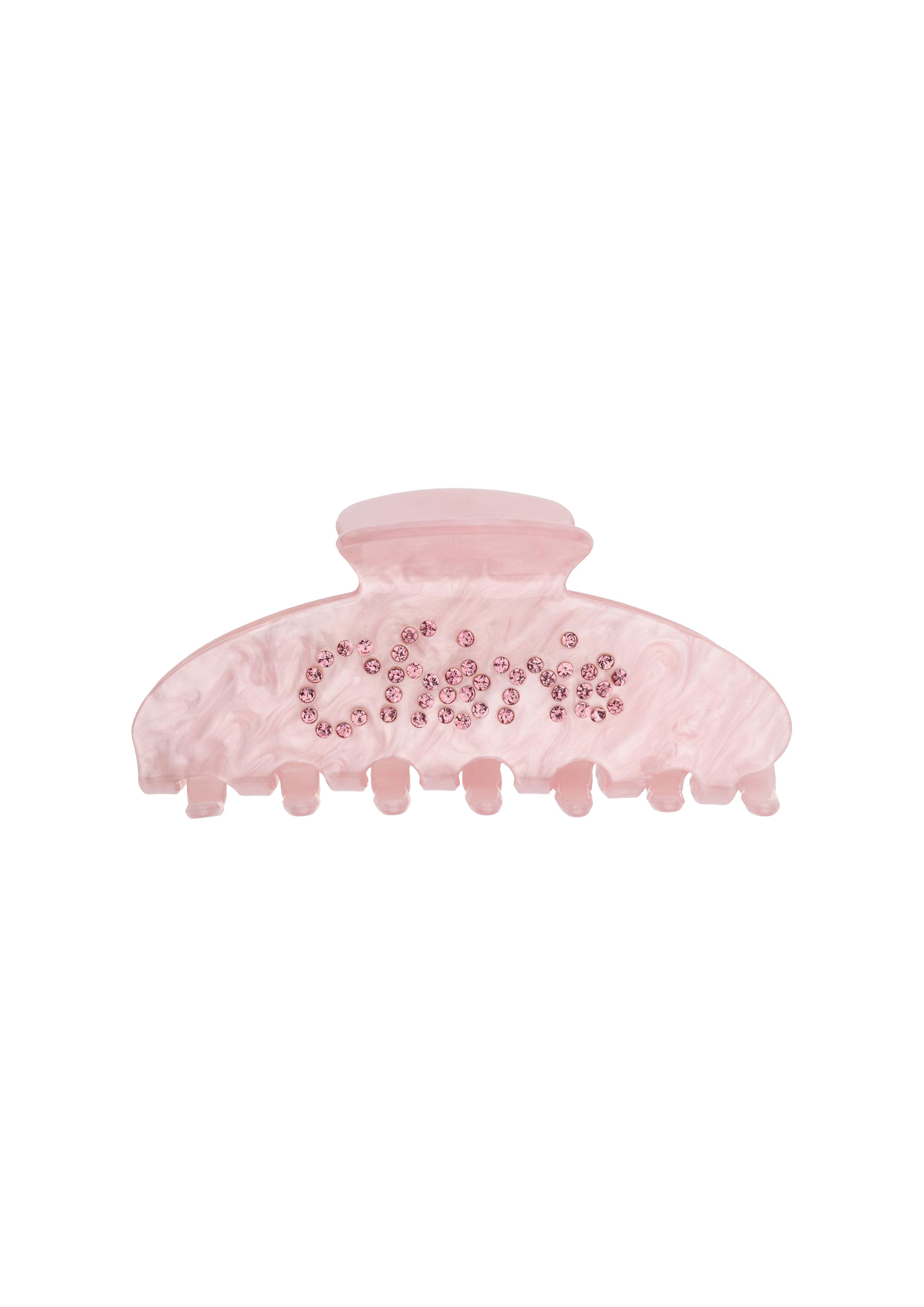 Text Hair Claw "Cherie" Pale Rose with Pale Rose - Pink