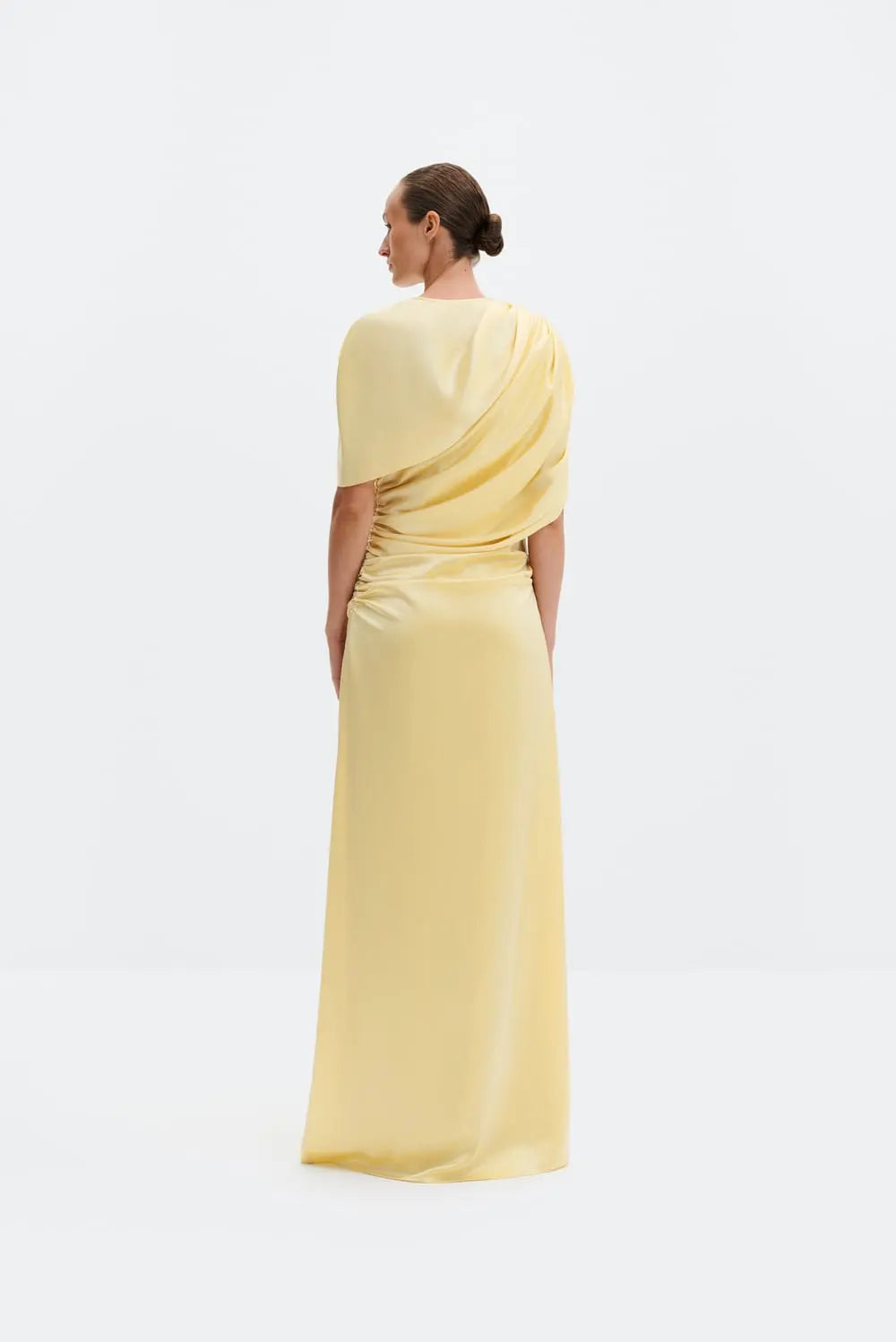 Cassia Draped Fitted Maxi Dress Light Lemon - Yellow