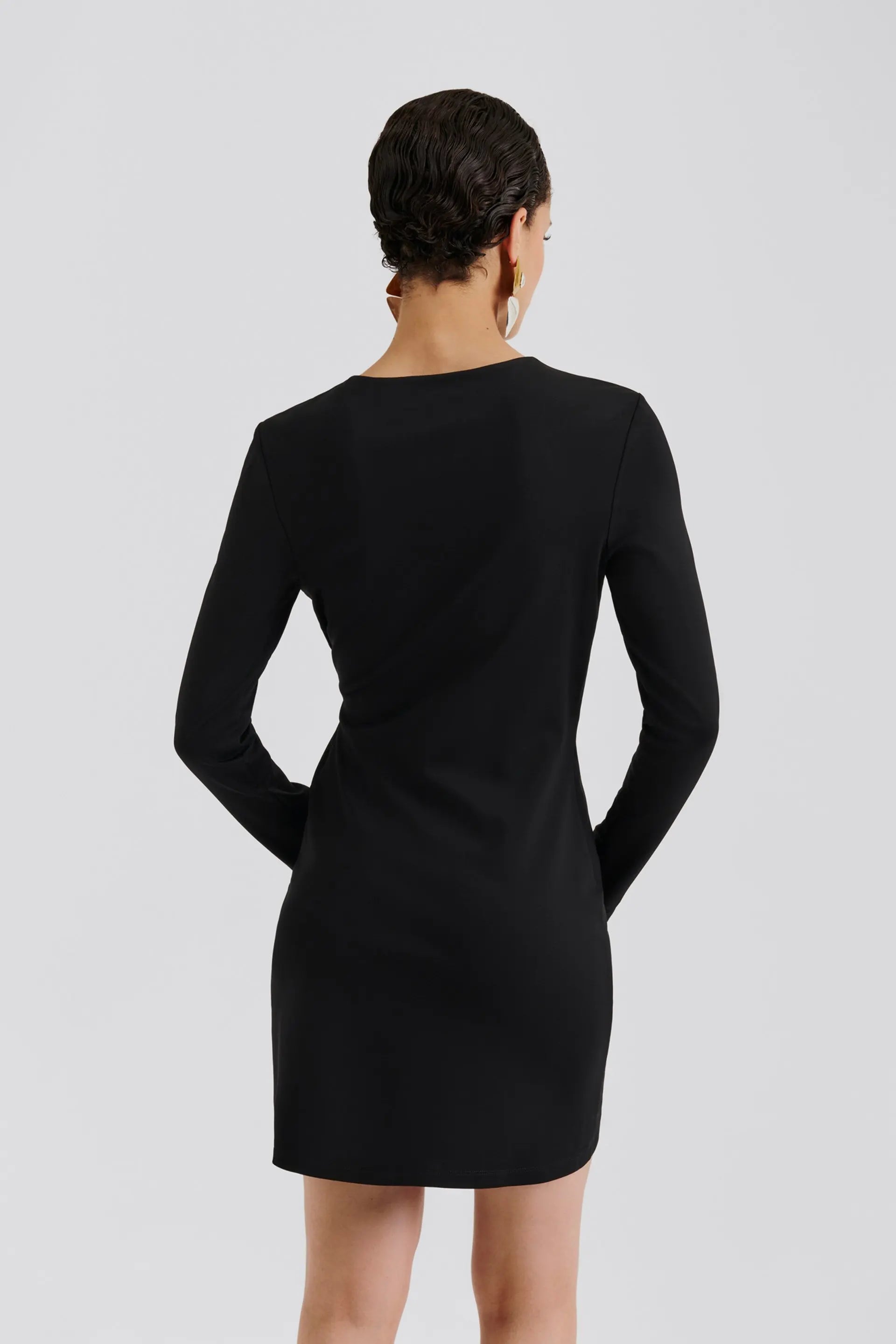 Mailey Jersey Brooch Mini Dress Black - Black
