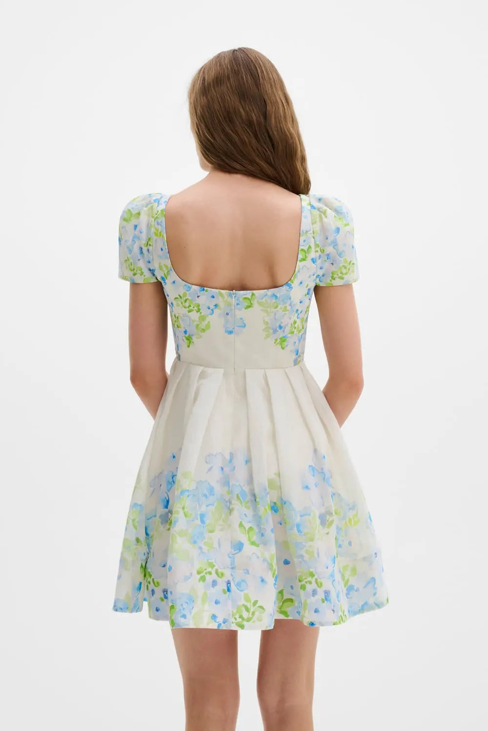 Vanda Pouf Sleeve Mini Dress Pastel Floral Vanilla - Cream