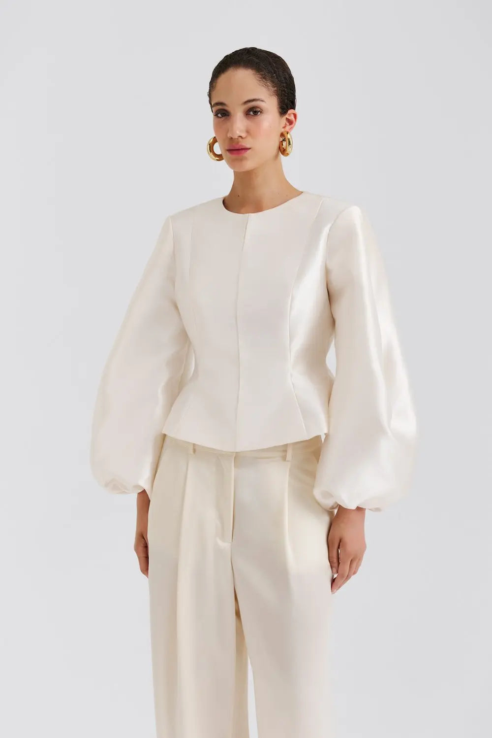 Vendela Balloon Sleeve Blouse Ivory - Ivory