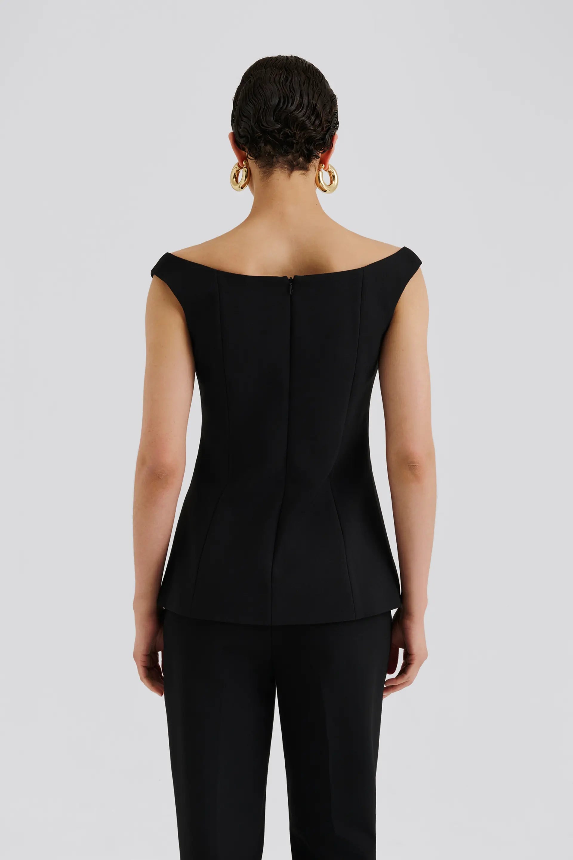 Diora Half Shoulder Top Black - Black