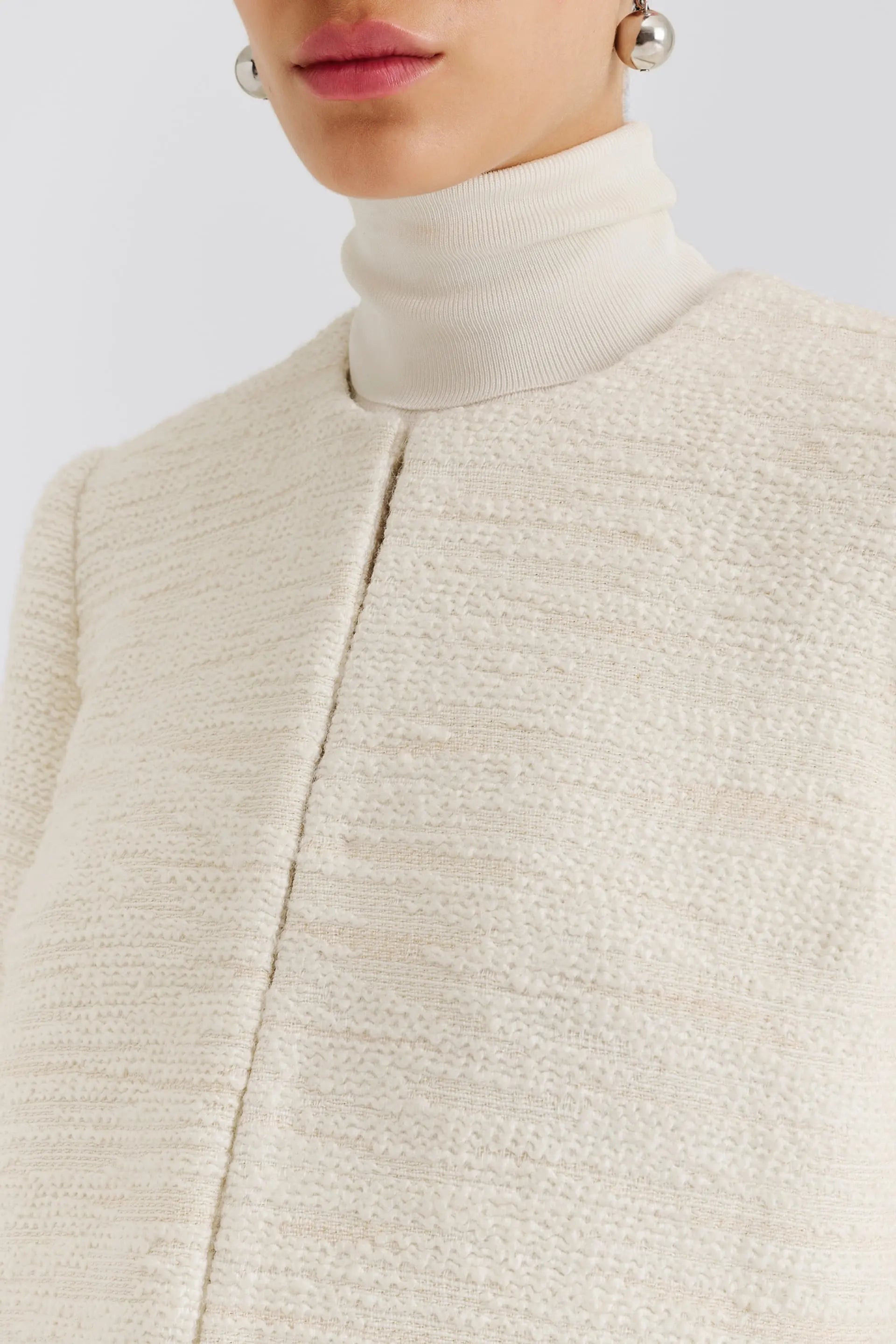 Ruthie Cropped Boucle Blazer Vanilla - Cream