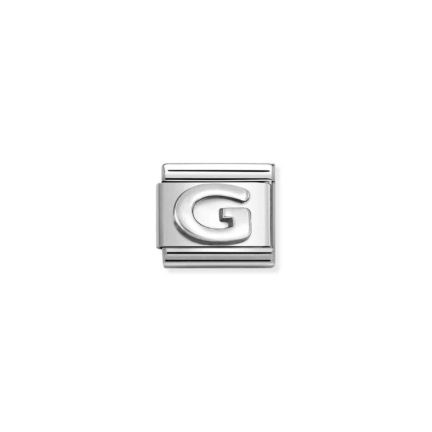 Letter G Silver Link Charm - Silver