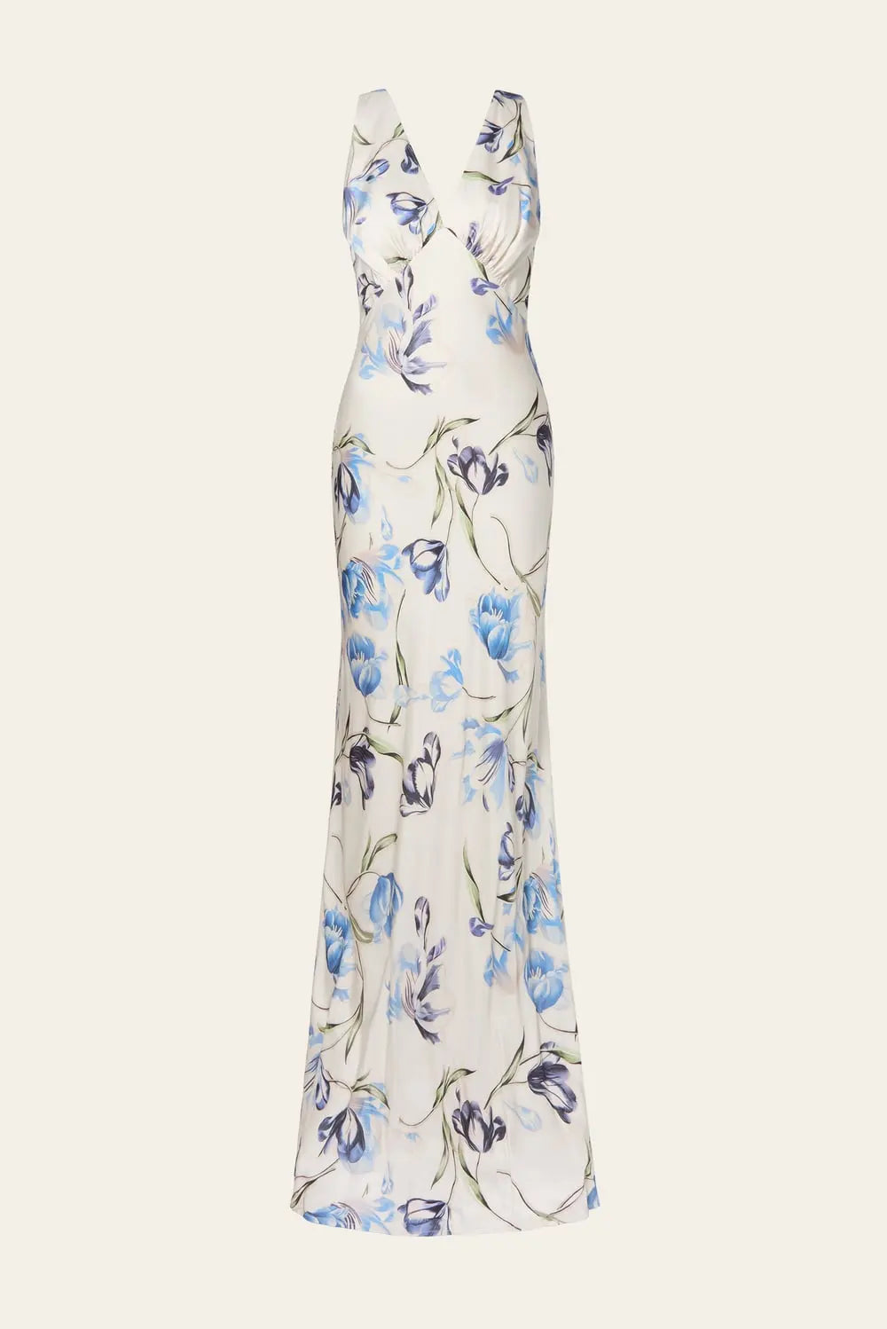 Thelma Open Back Satin Maxi Dress Dusty Tulip Blue - Sky Blue