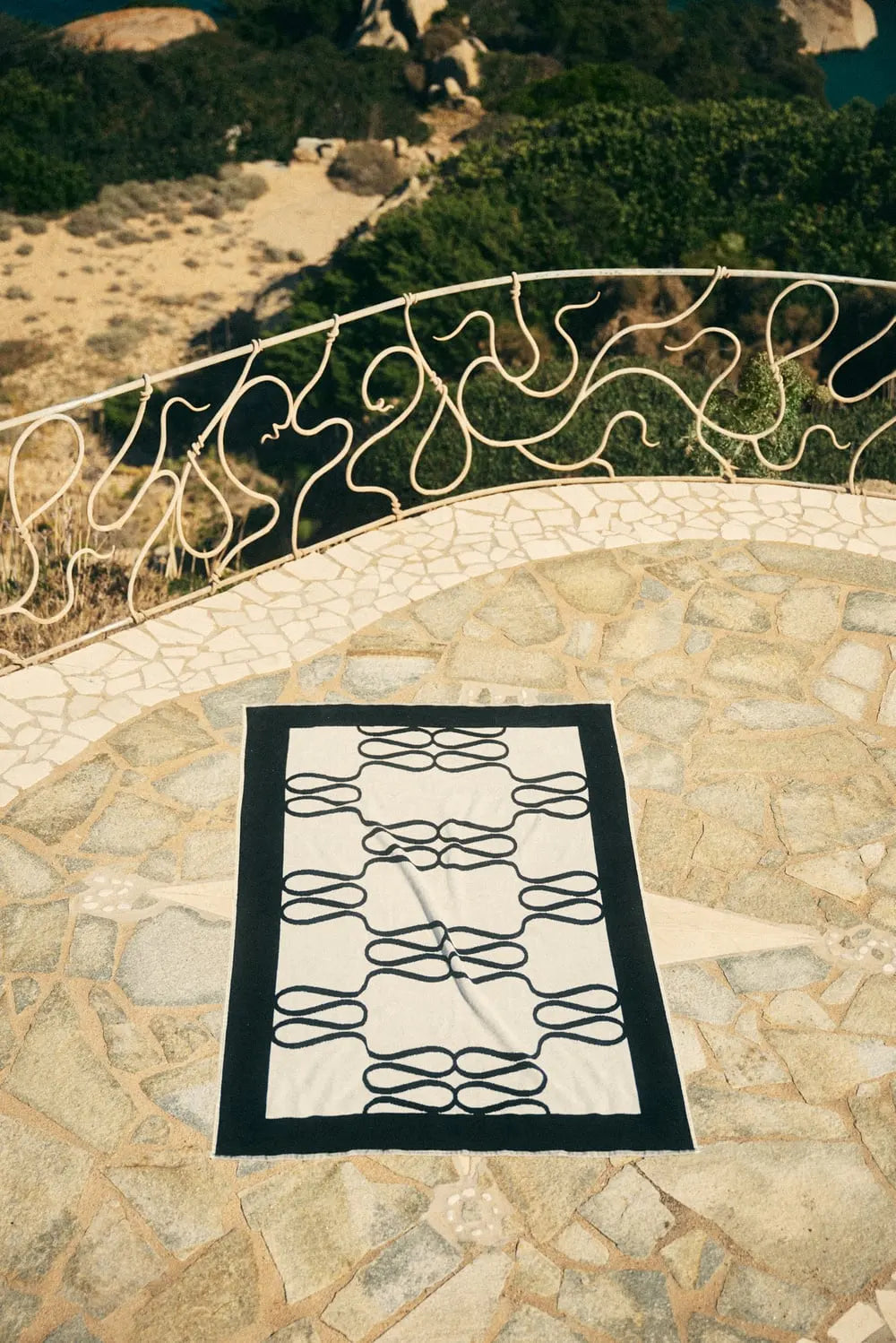 Monogram Jacquard Beach Towel Black - Black