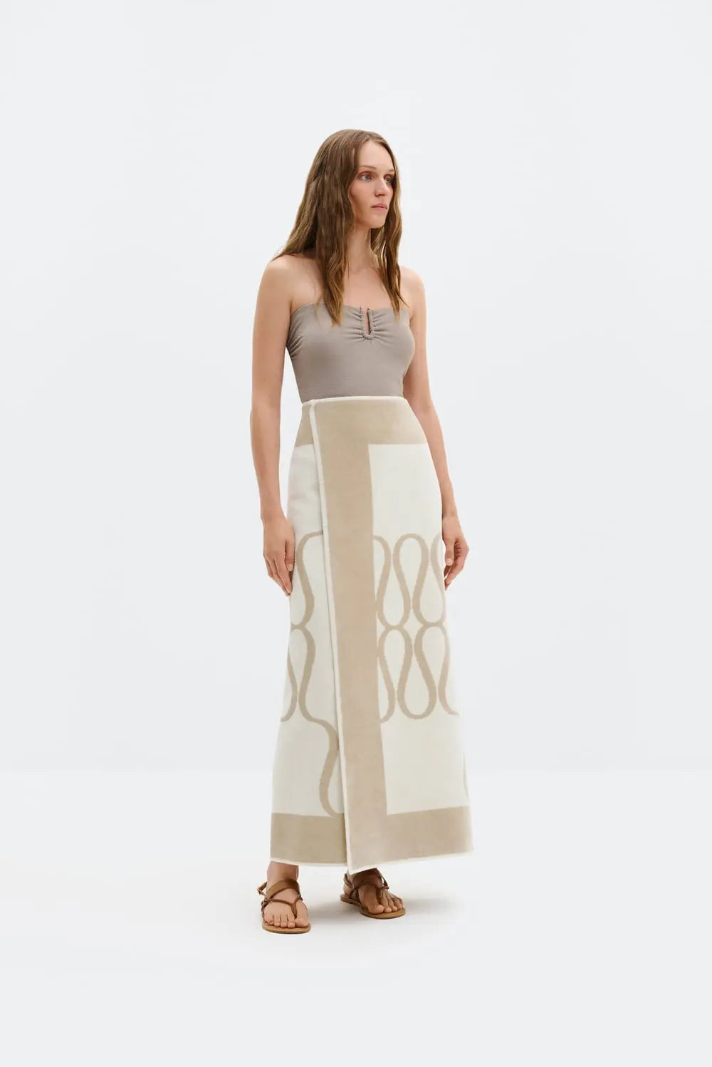 Monogram Jacquard Beach Towel Light Taupe - Beige