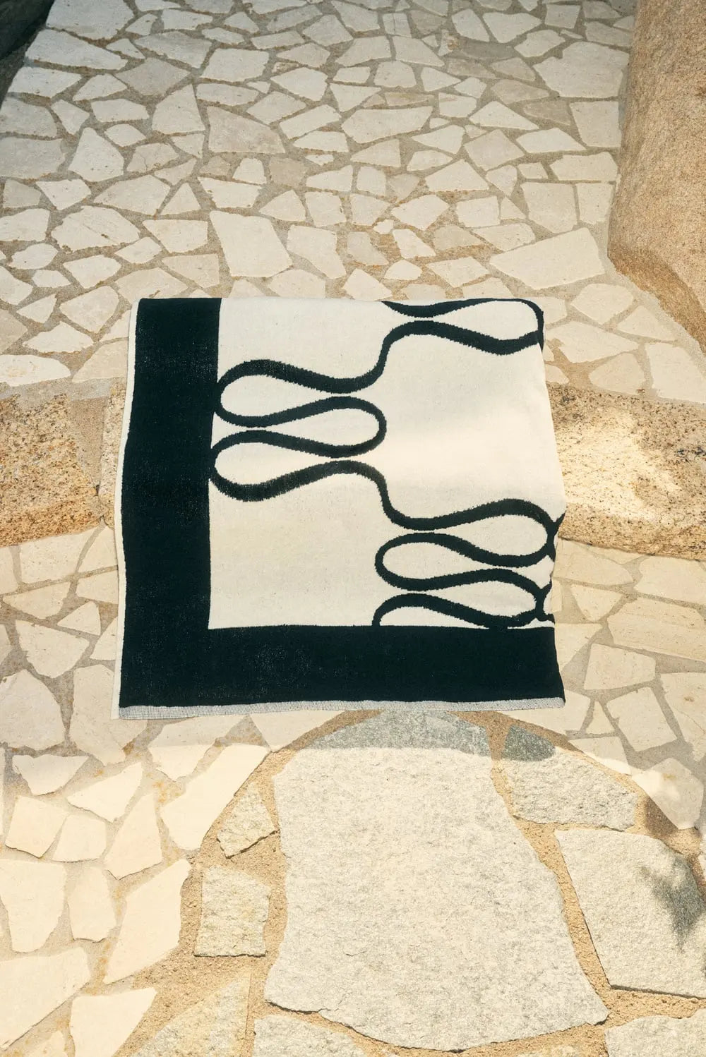 Monogram Jacquard Beach Towel Black - Black
