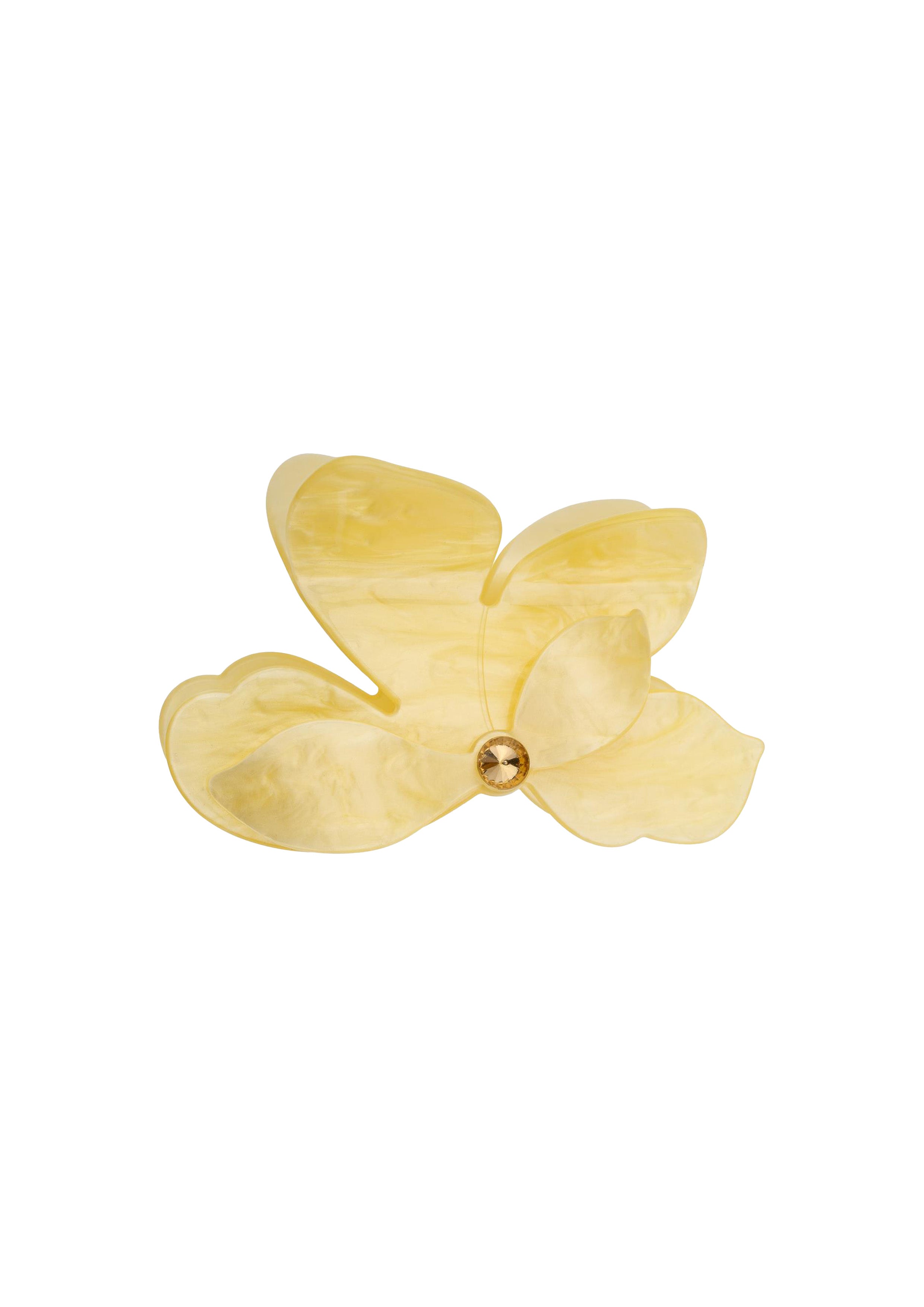Orchid Flower Hair Claw Pale Yellow - Yellow