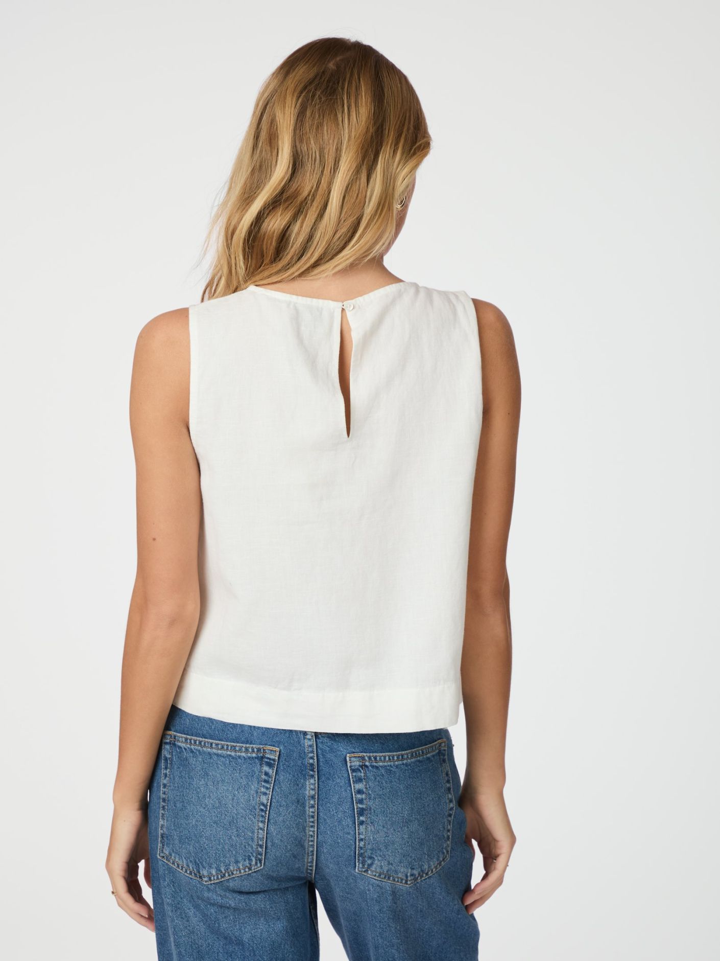 Svetlana Linen Top White - White