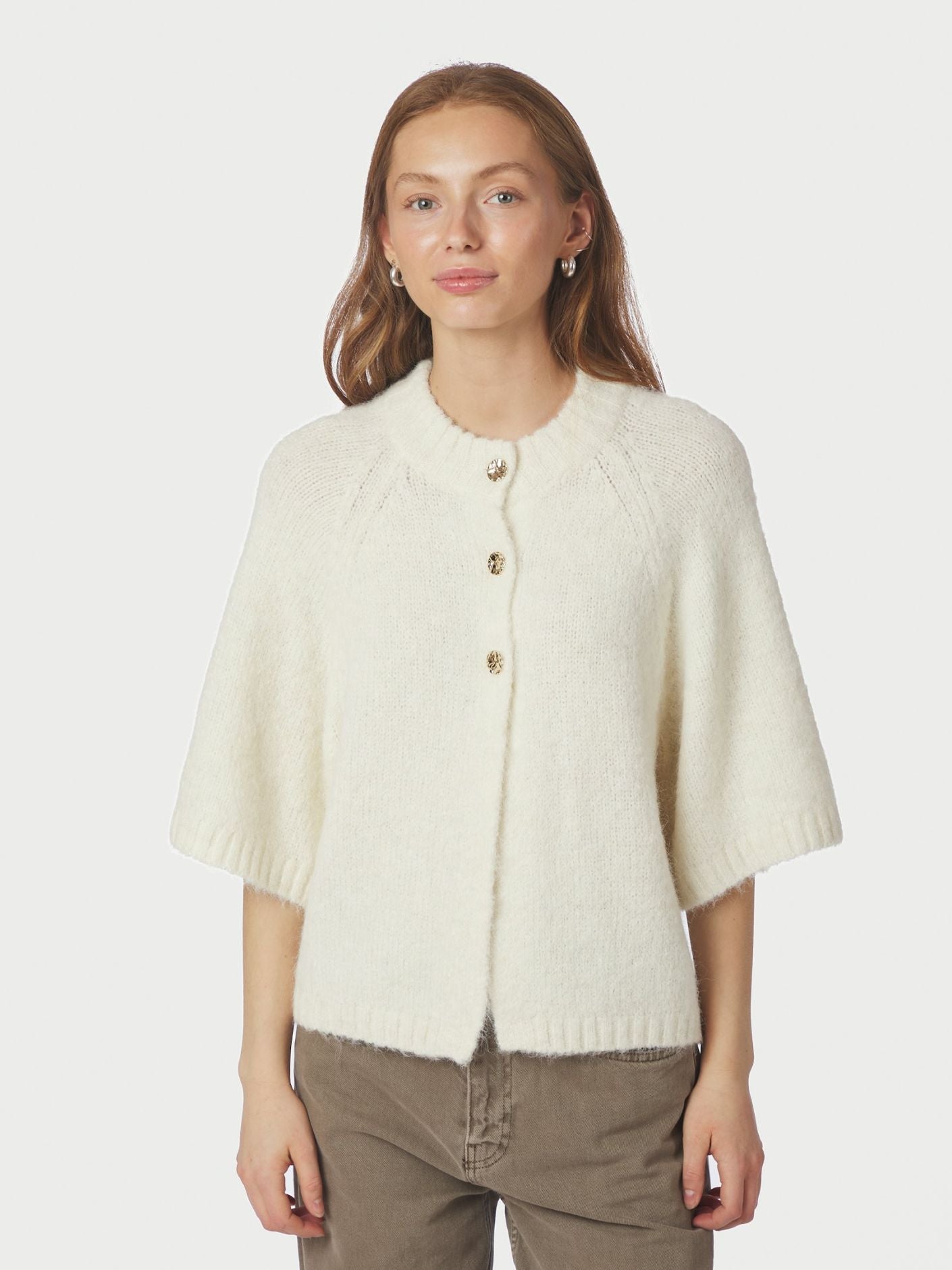 Benuta Fluffy Knit Cardigan Off White - Off-White