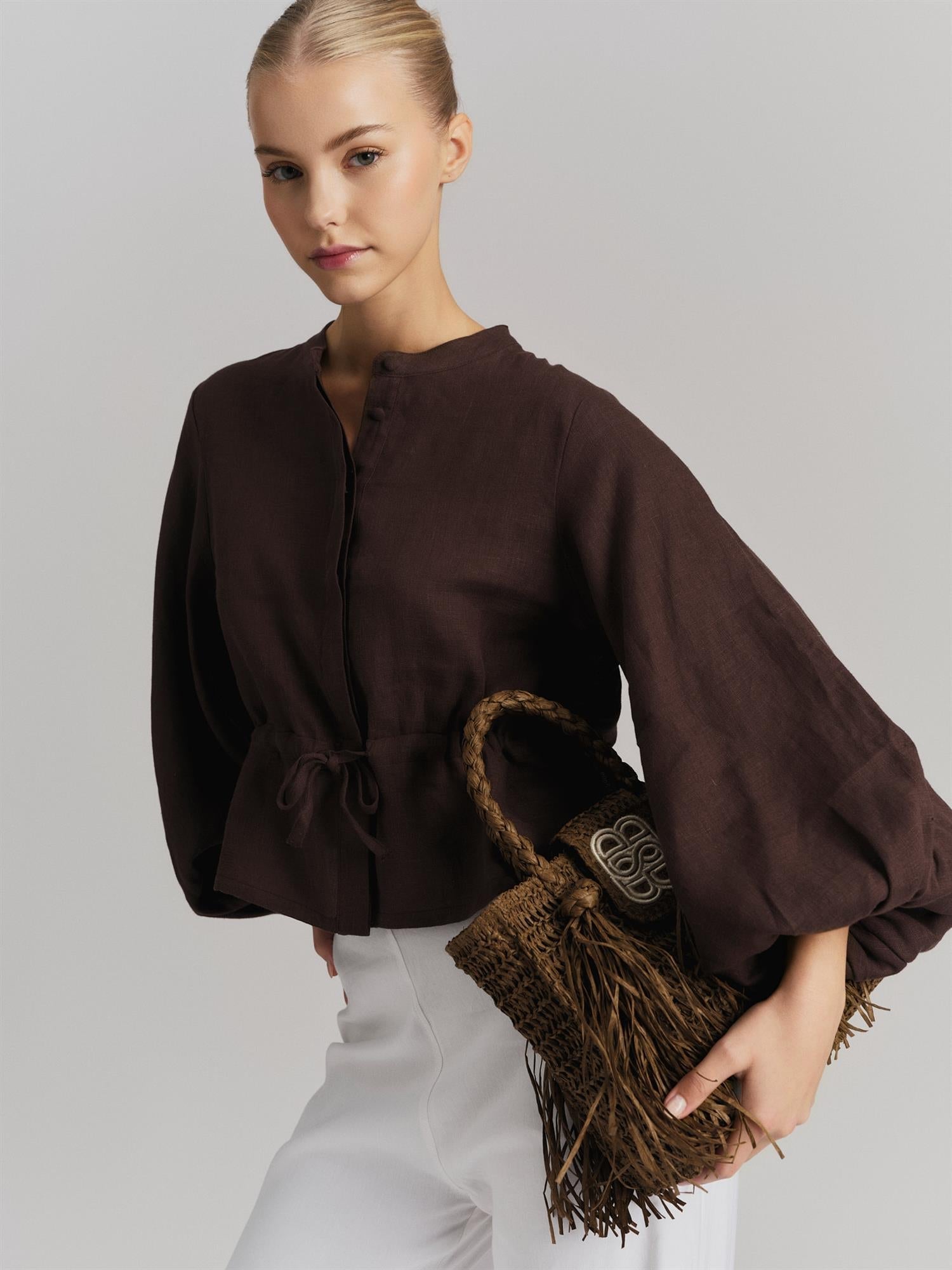 Sigrid Straw Bag Brown - Beige
