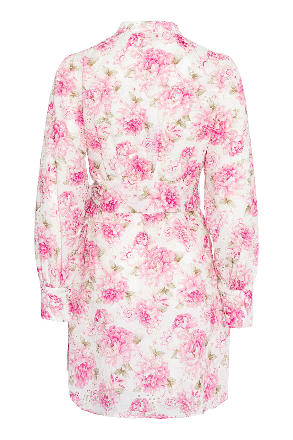 Lenna Mini Dress Peony Pop Pink - White