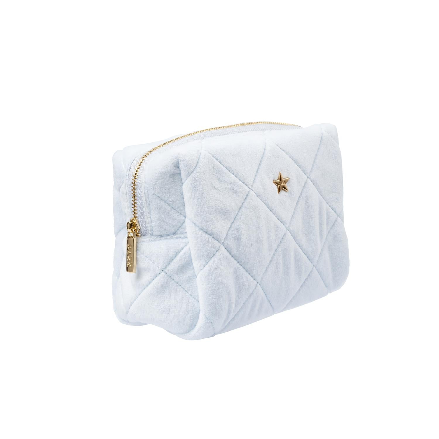 Velvet Square Quilted Make-Up Pouch Small Cool Baby Blue - Sky Blue