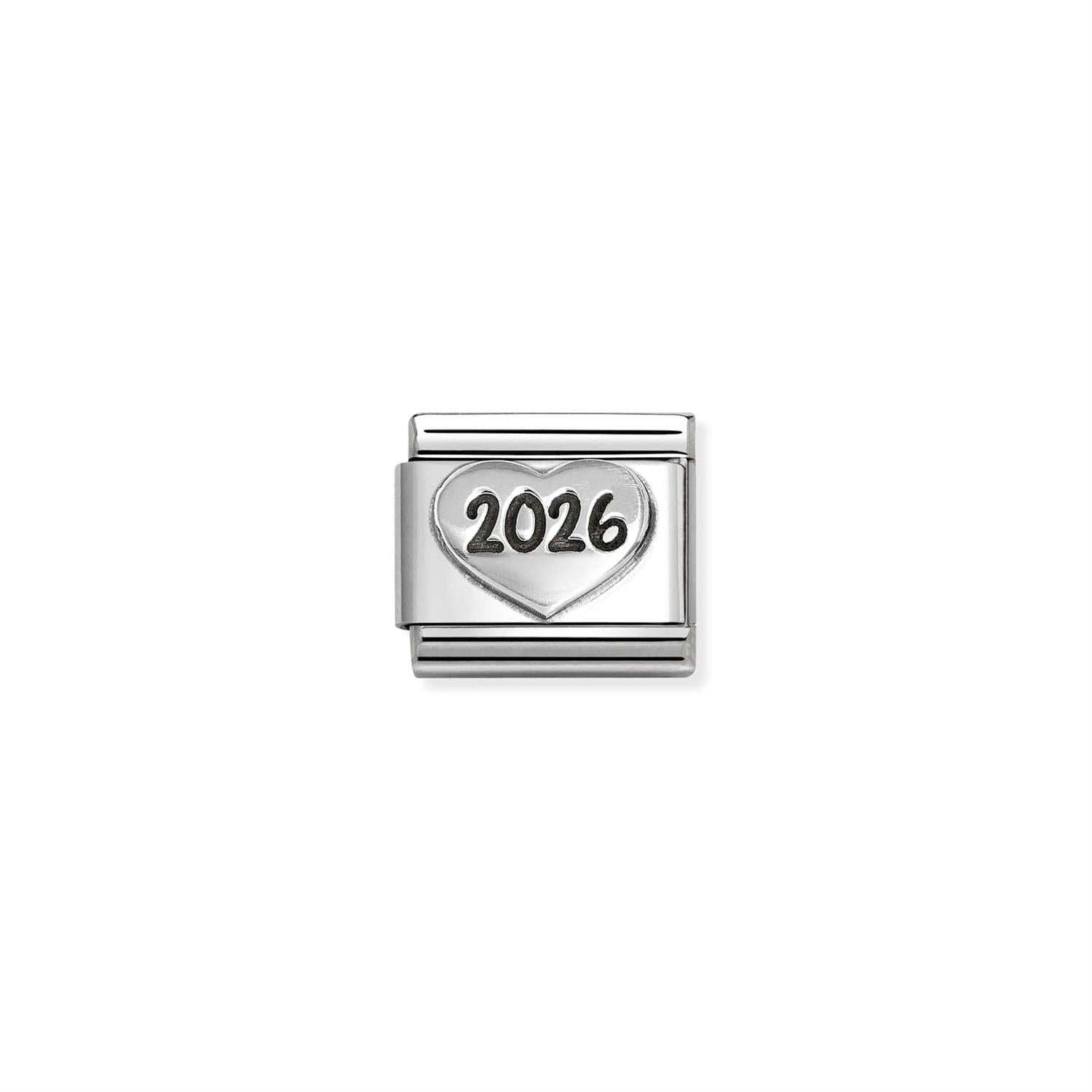 2026 Heart Silver Link Charm - Silver