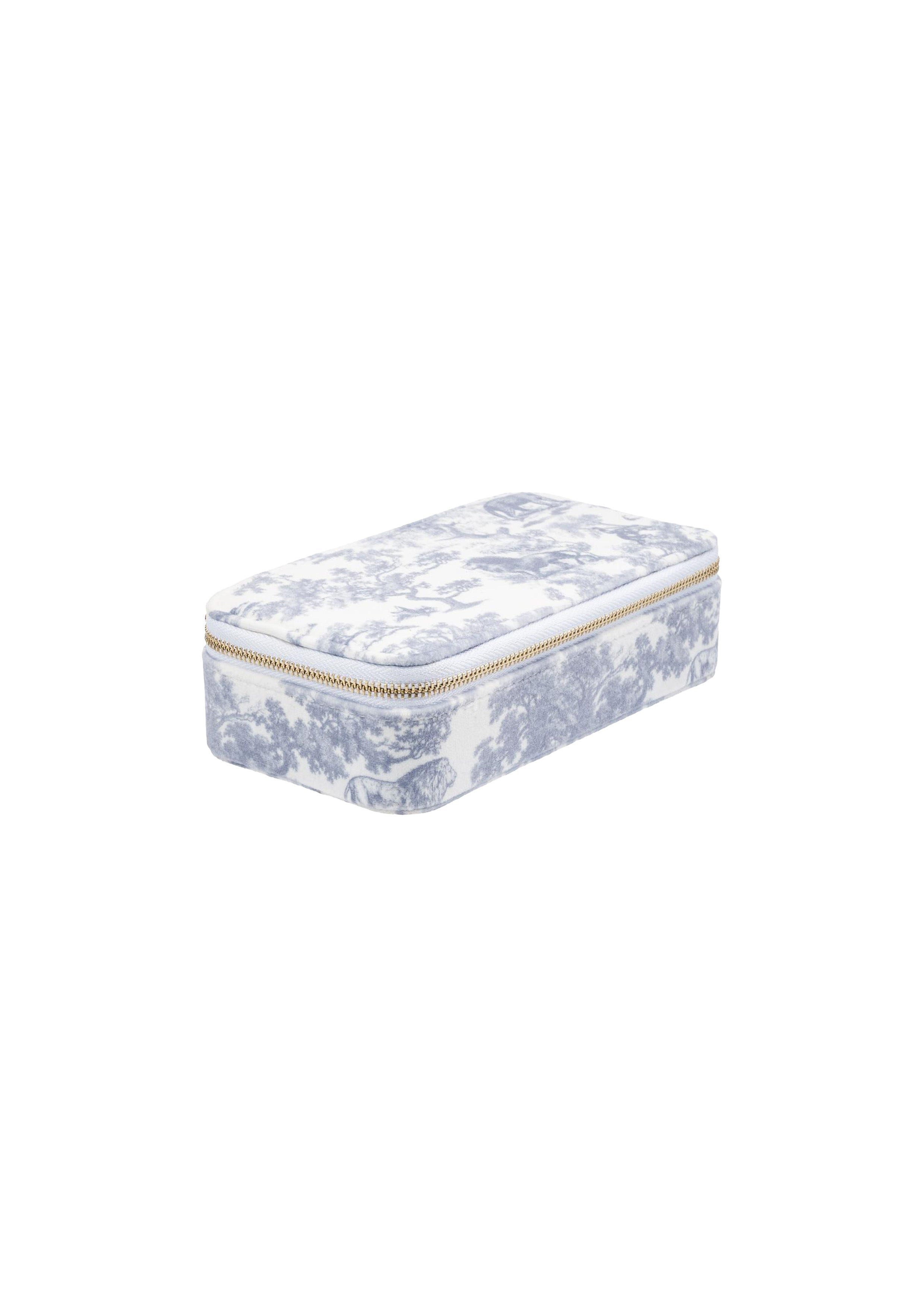 Velvet Jewellery Box Country Blue Savannah Pattern - Sky Blue