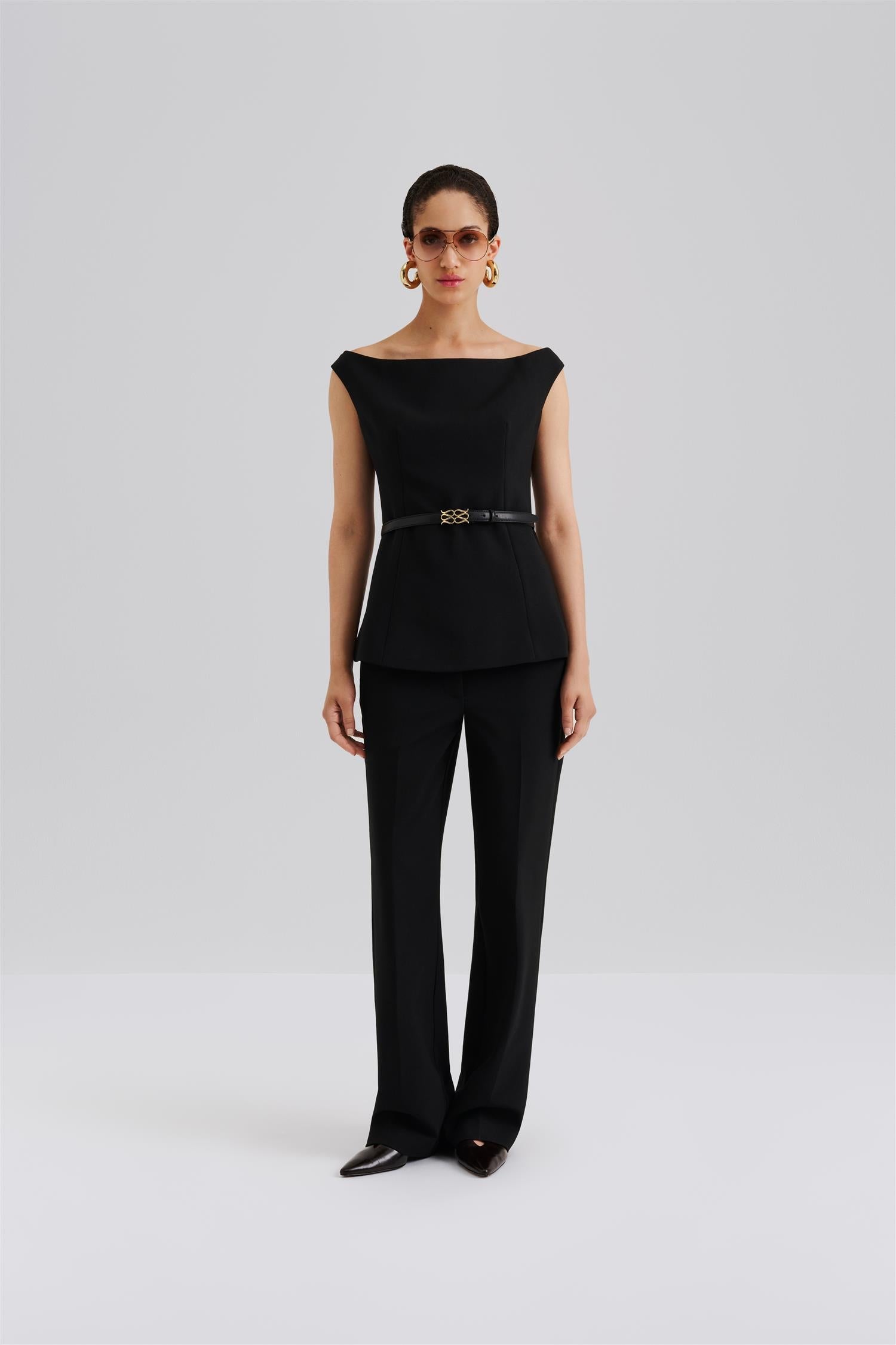 Diora Half Shoulder Top Black - Black
